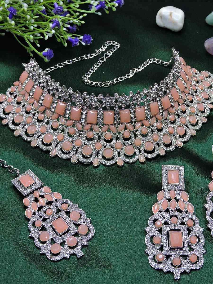 Peach Alloy Festival Wear Kundan Necklace