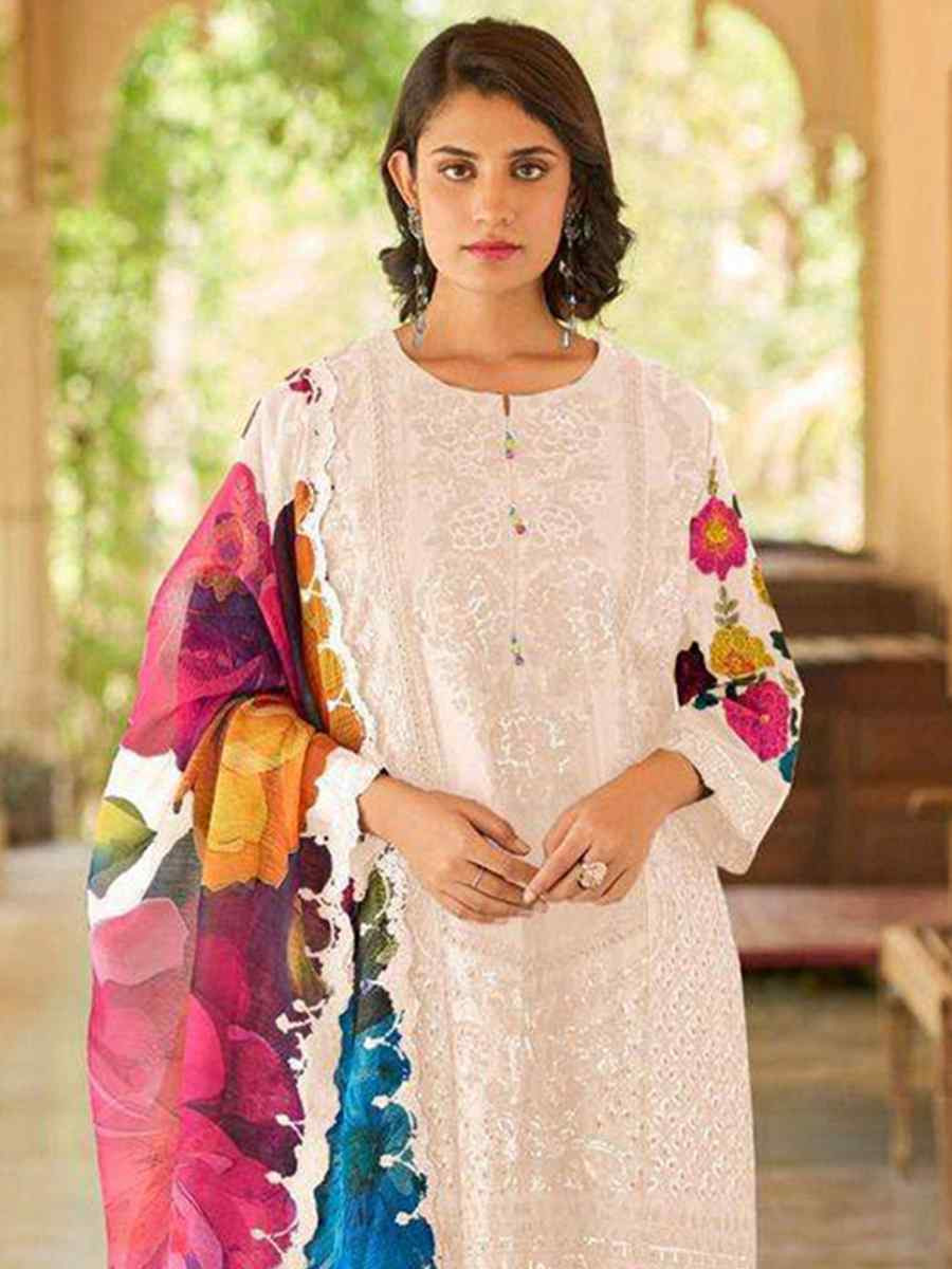 Peach Heavy Cotton Embroidered Festival Casual Pant Ready Salwar Kameez