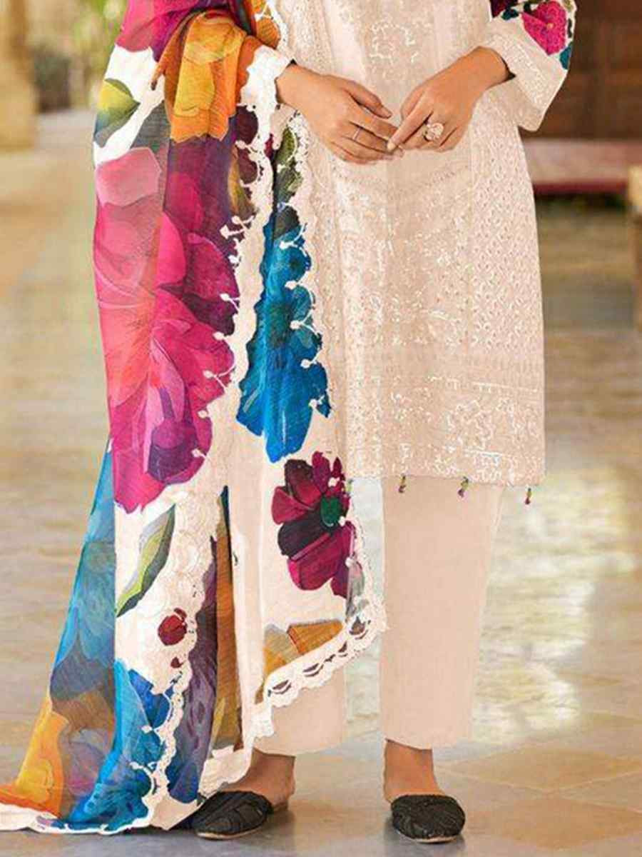 Peach Heavy Cotton Embroidered Festival Casual Pant Ready Salwar Kameez