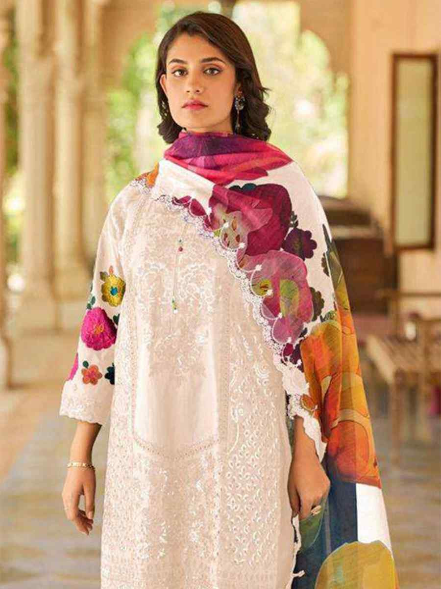 Peach Heavy Cotton Embroidered Festival Casual Pant Ready Salwar Kameez