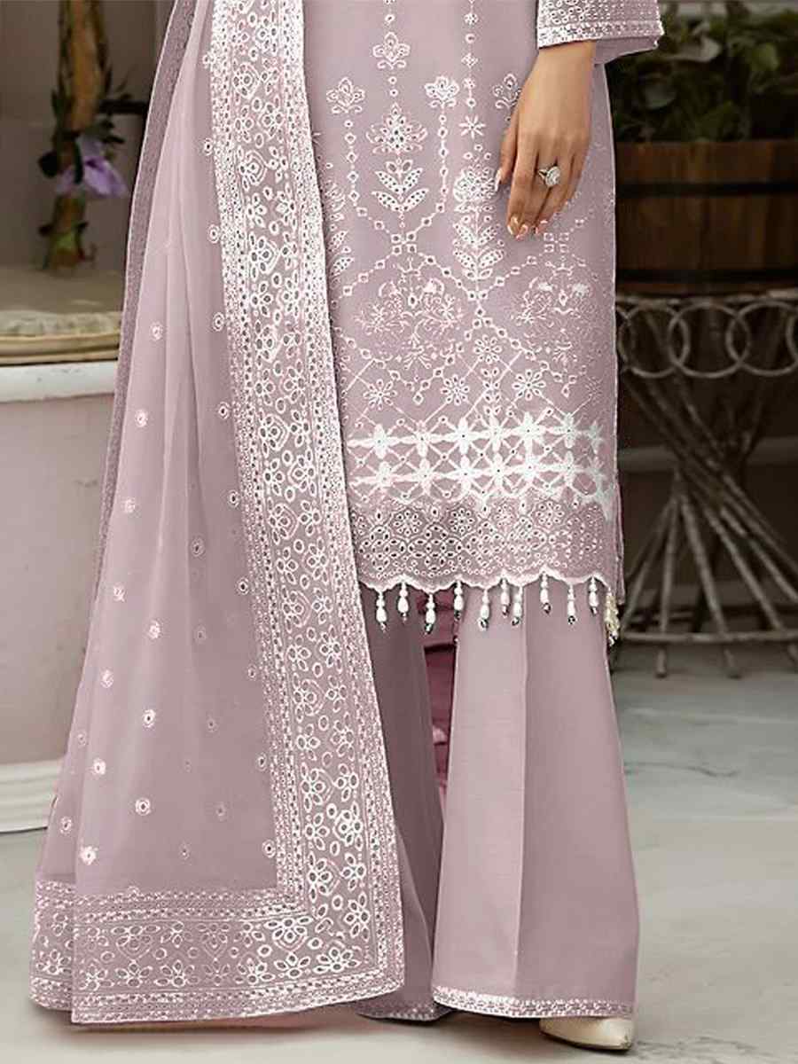 Peach Heavy Orgenza Embroidered Festival Mehendi Pant Salwar Kameez