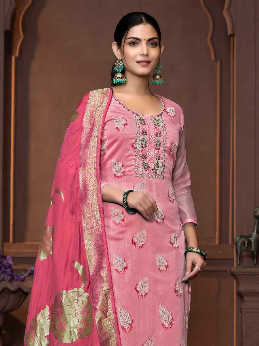 Peach Modal Cotton Embroidered Casual Festival Pant Salwar Kameez