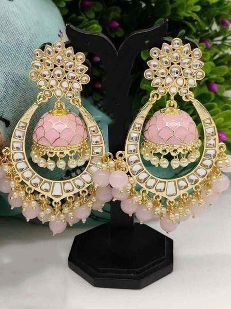 Brass Pink Ladies Artificial Earrings at Rs 250/pair in Jaipur | ID:  21377140173