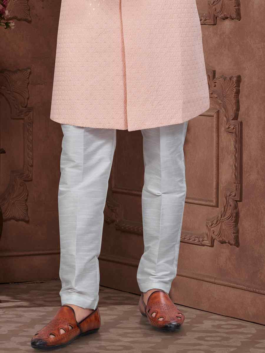 Peach Silk Dupion Embroidered Festival Wedding Sherwani