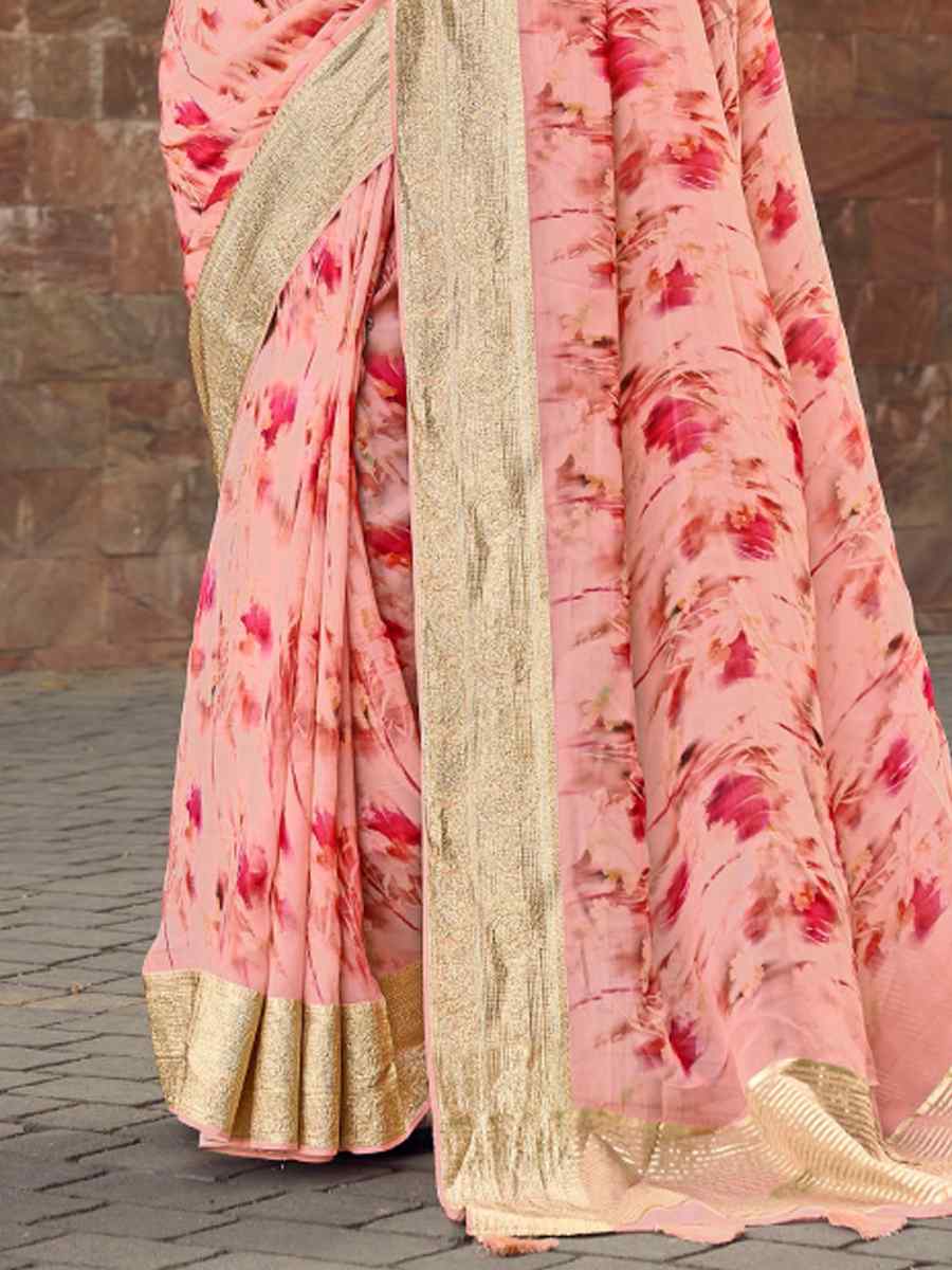 Peach Silk Handwoven Festival Wedding Heavy Border Saree