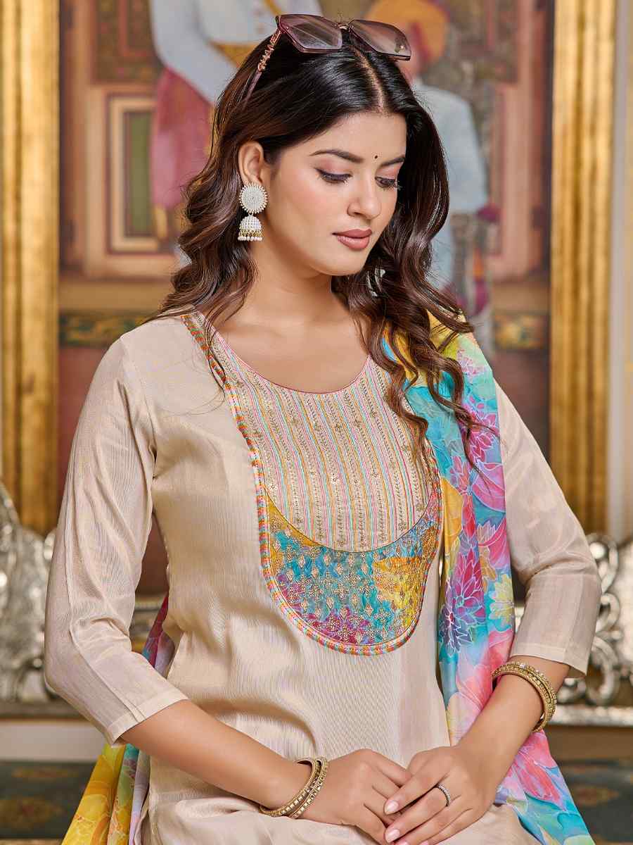 Peach Simar Embroidered Festival Casual Ready Pant Salwar Kameez