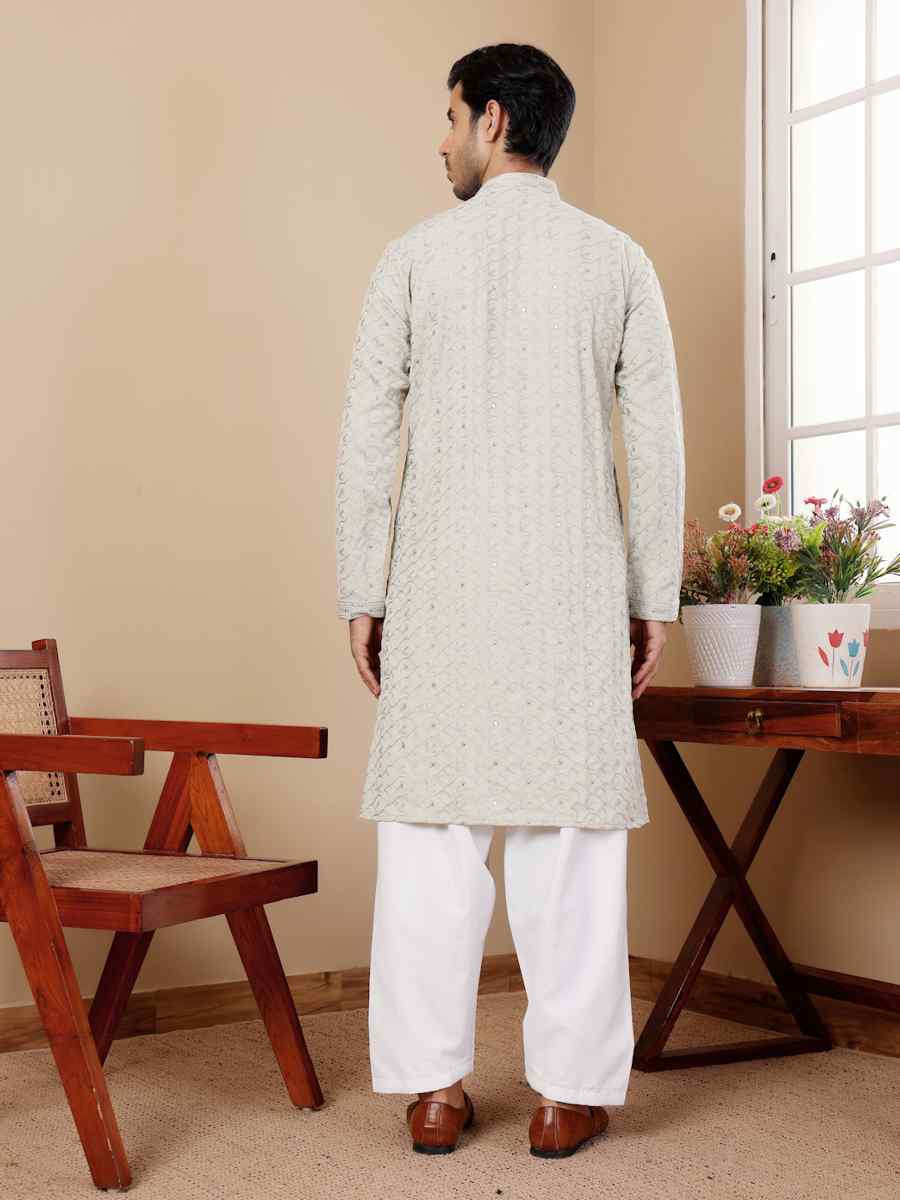 Pestel Green Linen Embroidered Festival Casual Kurta