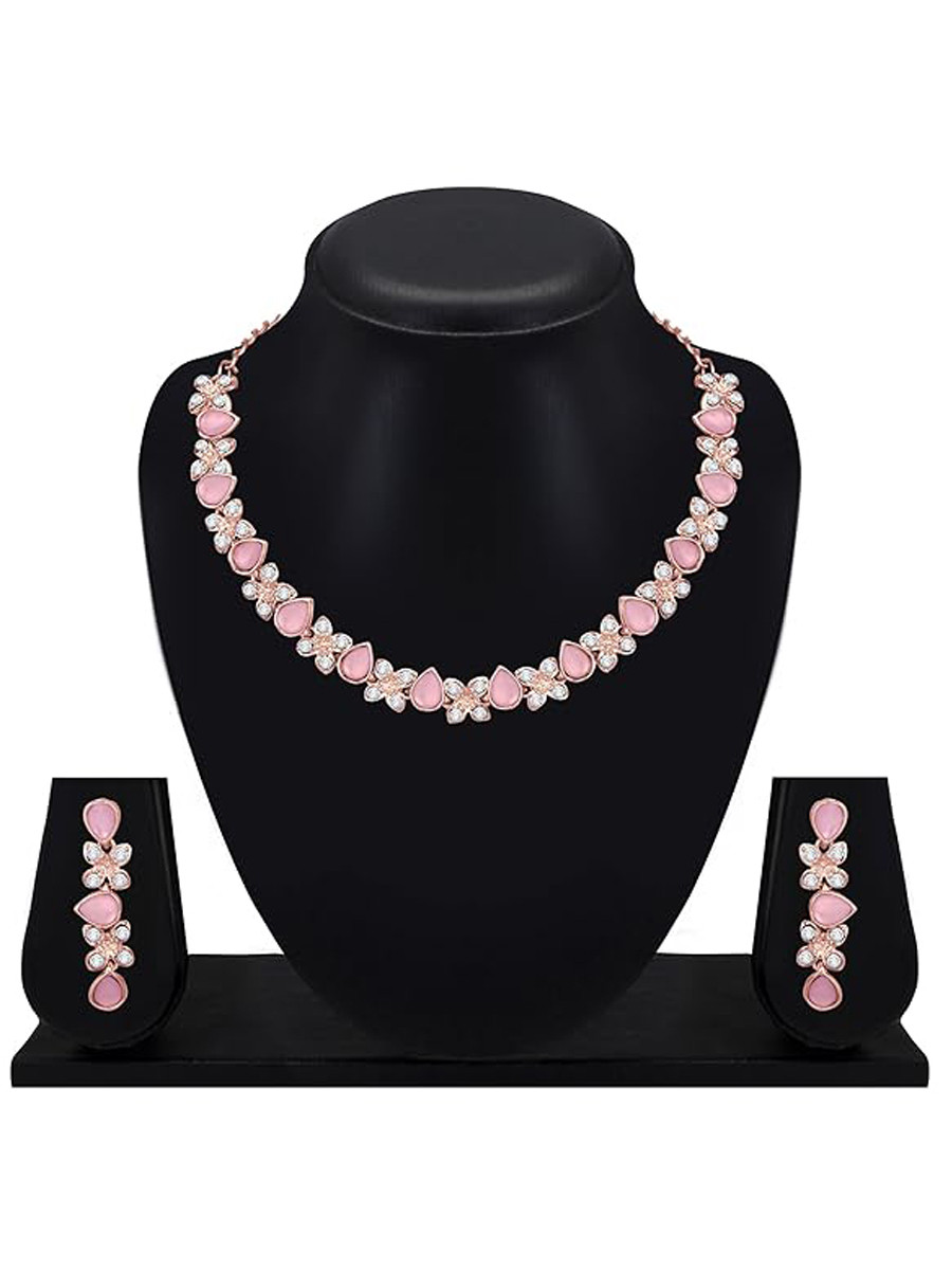 Pink Alloy Festival Wear Kundan Necklace