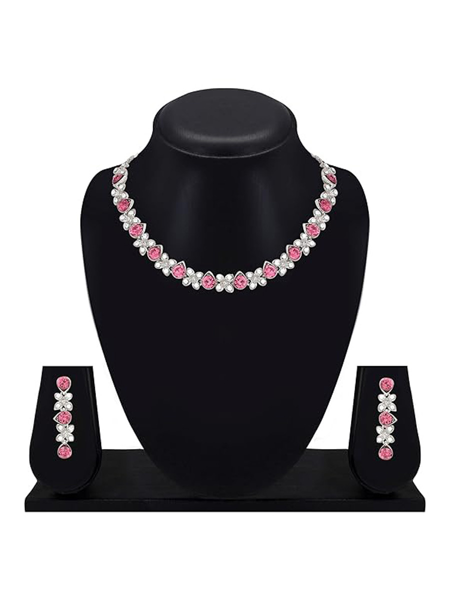 Pink Alloy Festival Wear Kundan Necklace