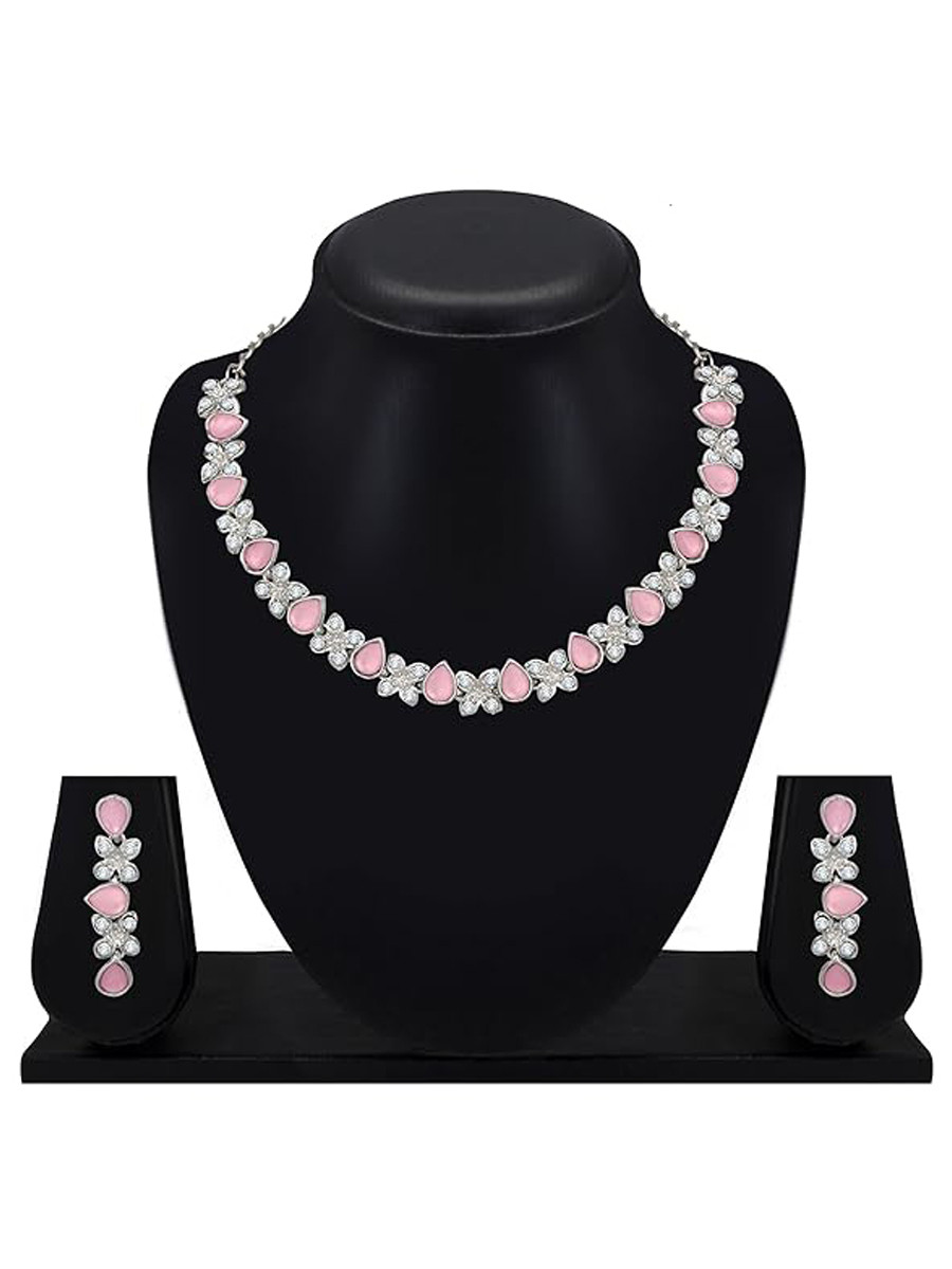 Pink Alloy Festival Wear Kundan Necklace