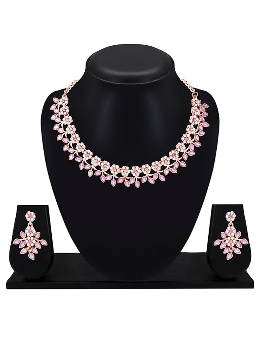 Pink Alloy Festival Wear Kundan Necklace