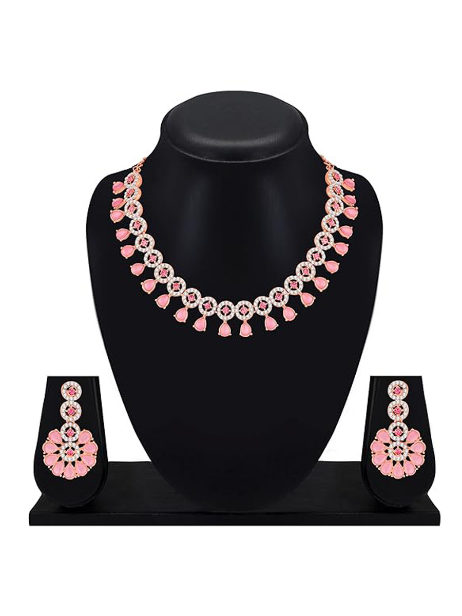 Pink Alloy Festival Wear Kundan Necklace