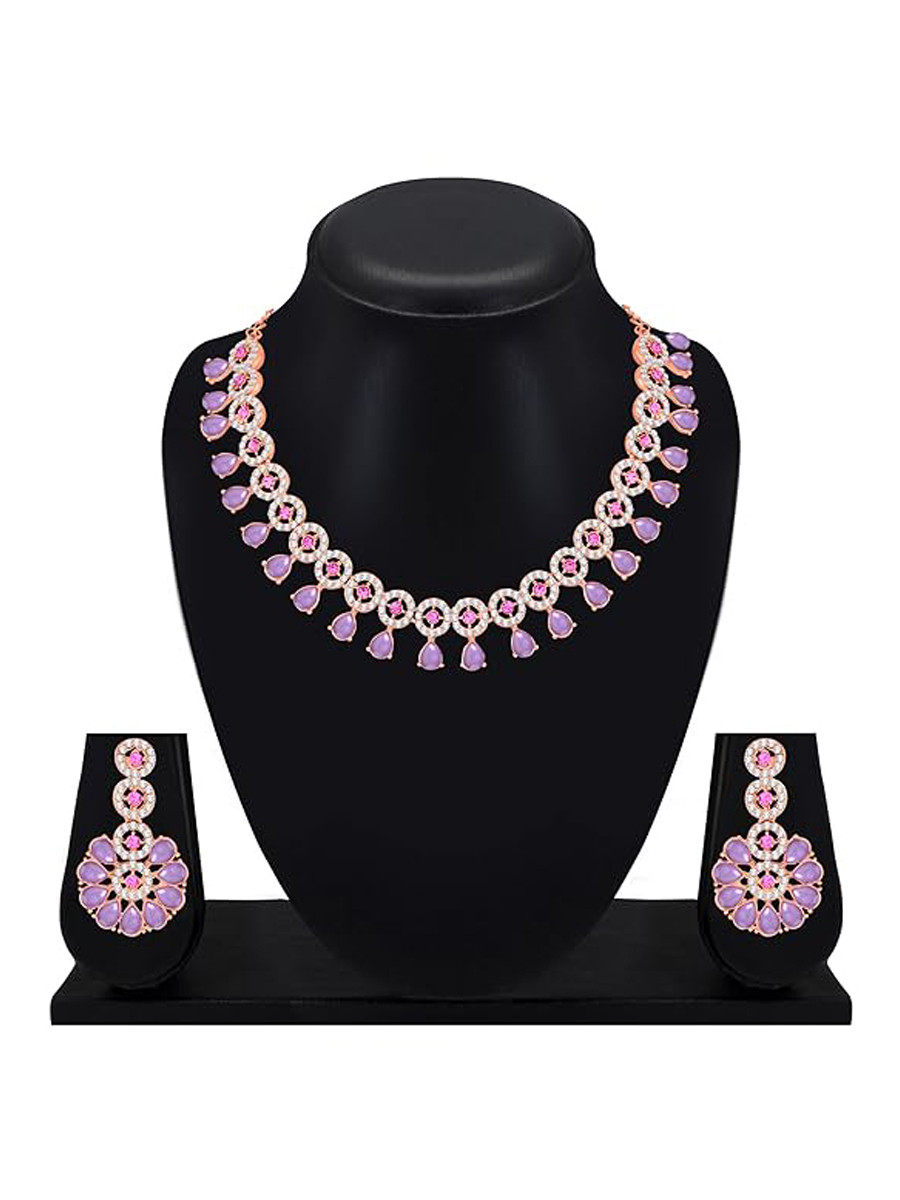 Pink Alloy Festival Wear Kundan Necklace