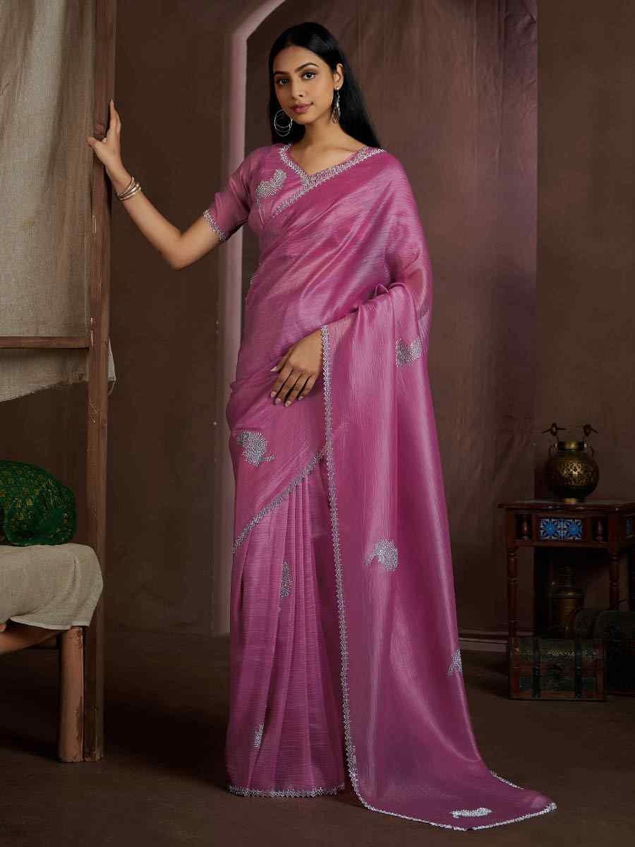 Pink Art Silk Crush Printed Festival Casual Heavy Border Saree