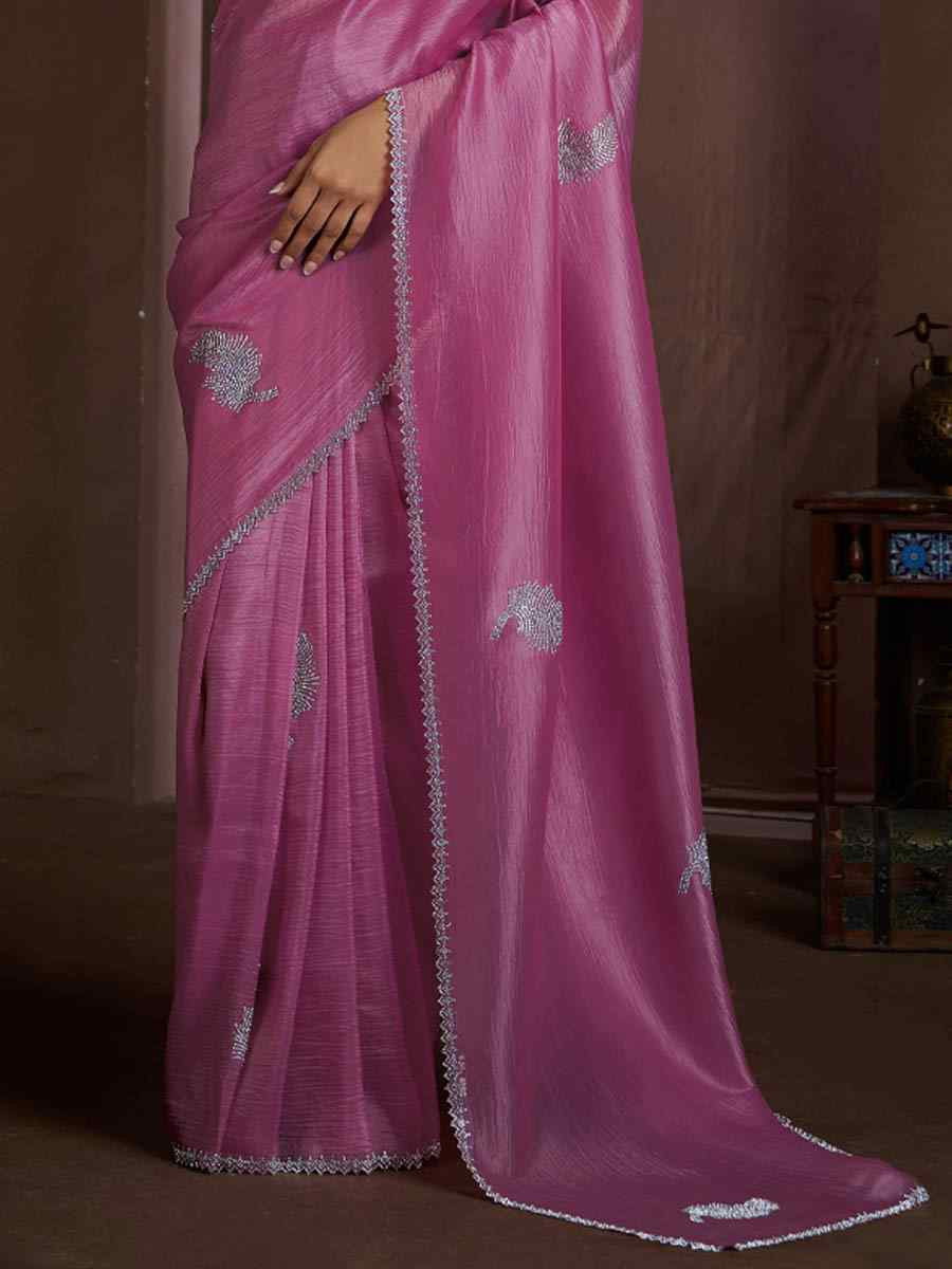 Pink Art Silk Crush Printed Festival Casual Heavy Border Saree