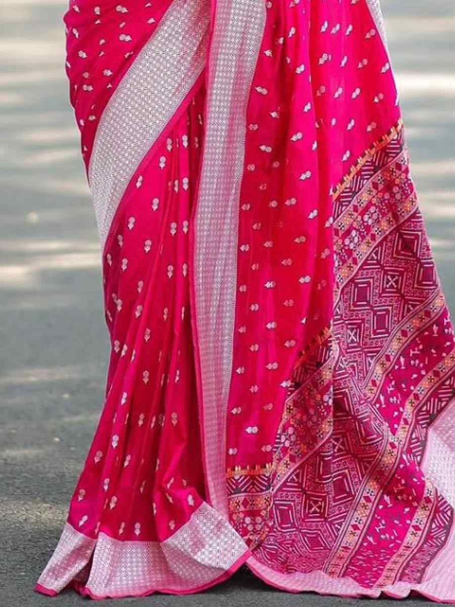 Pink Banarasi Soft Silk Handwoven Festival Casual Heavy Border Saree