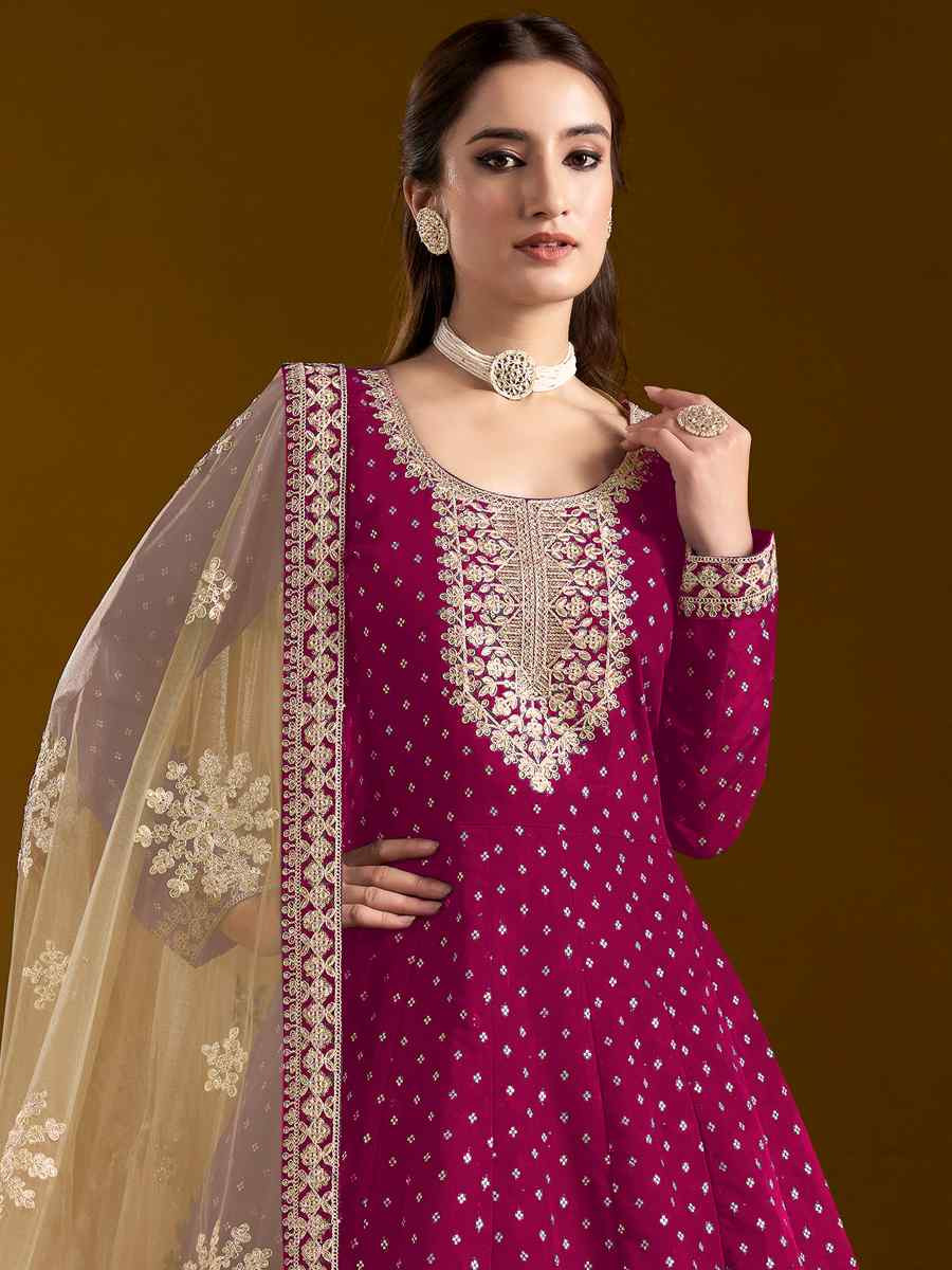 Pink Chanderi Butti Embroidered Festival Wedding Ready Anarkali Salwar Kameez