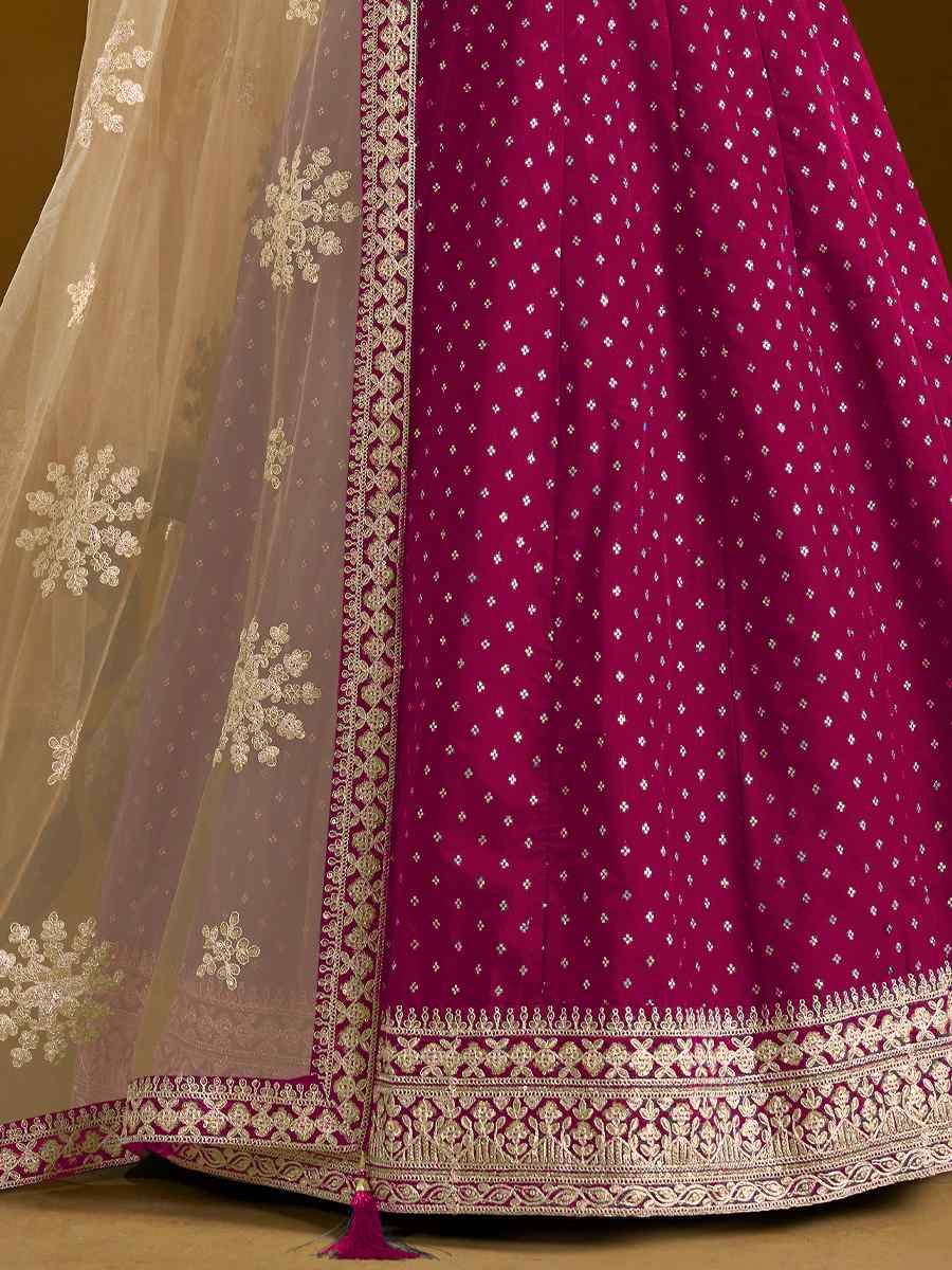 Pink Chanderi Butti Embroidered Festival Wedding Ready Anarkali Salwar Kameez