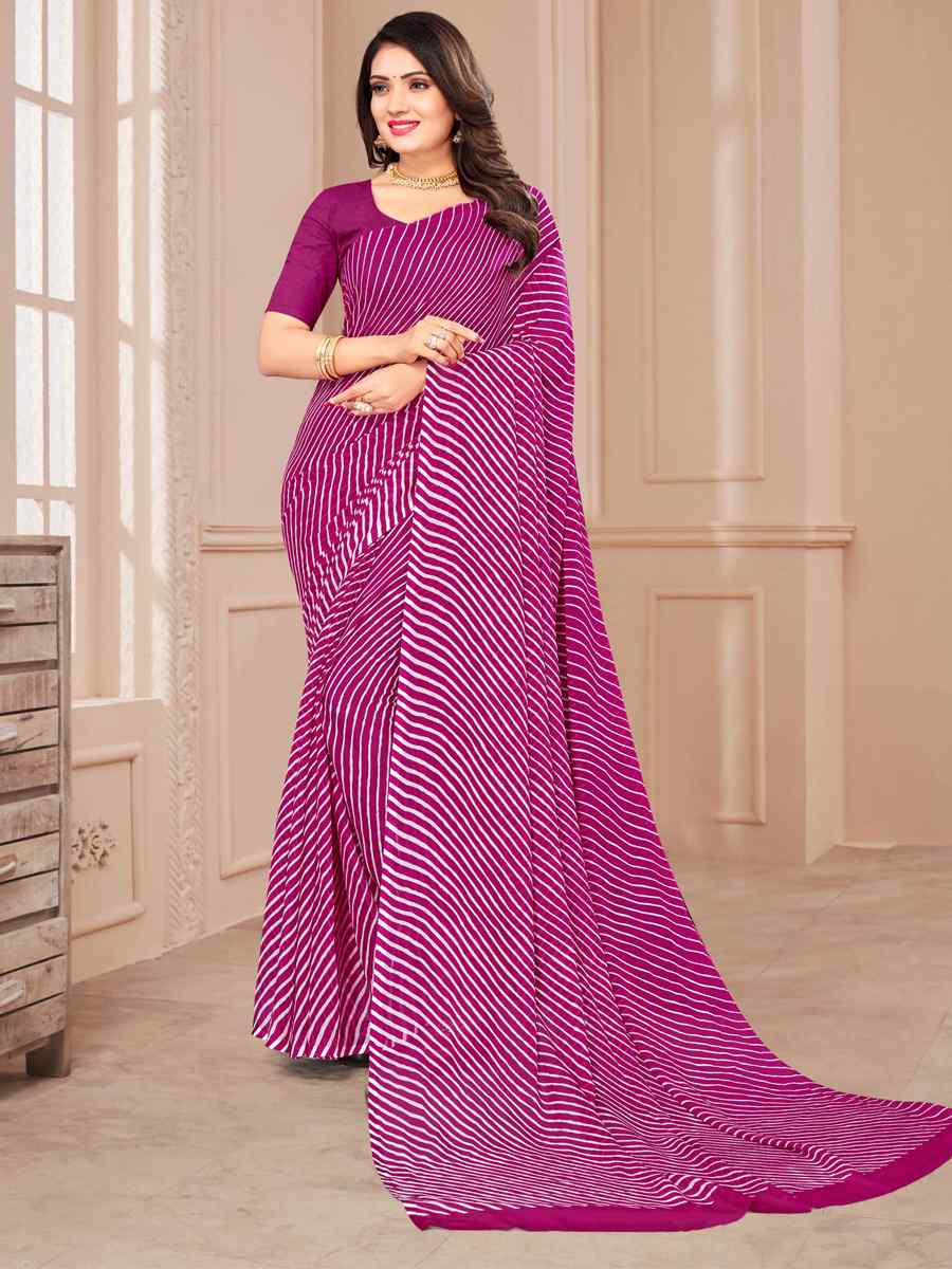 Pink Chiffon Printed Casual Festival Contemporary Saree