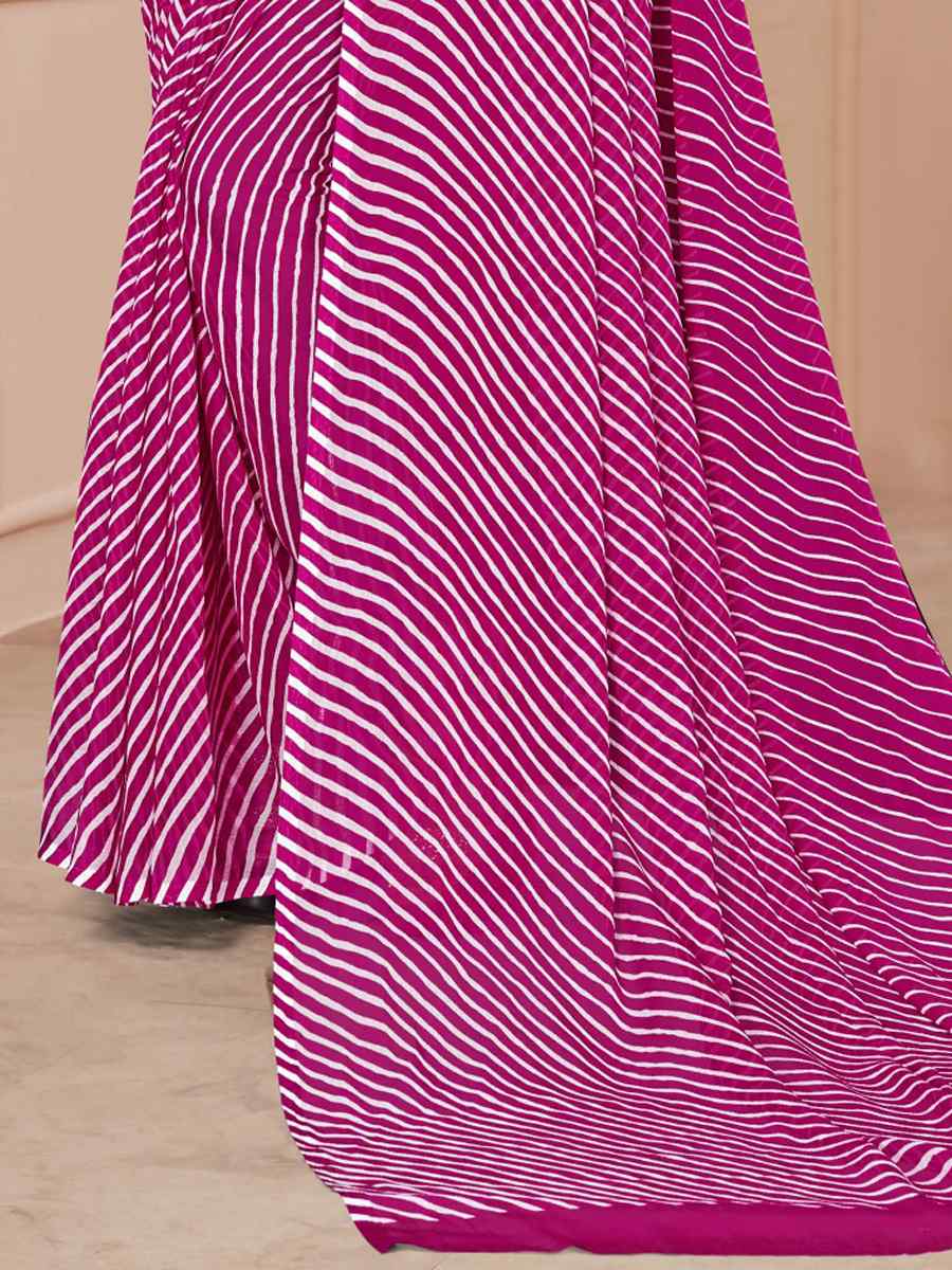 Pink Chiffon Printed Casual Festival Contemporary Saree