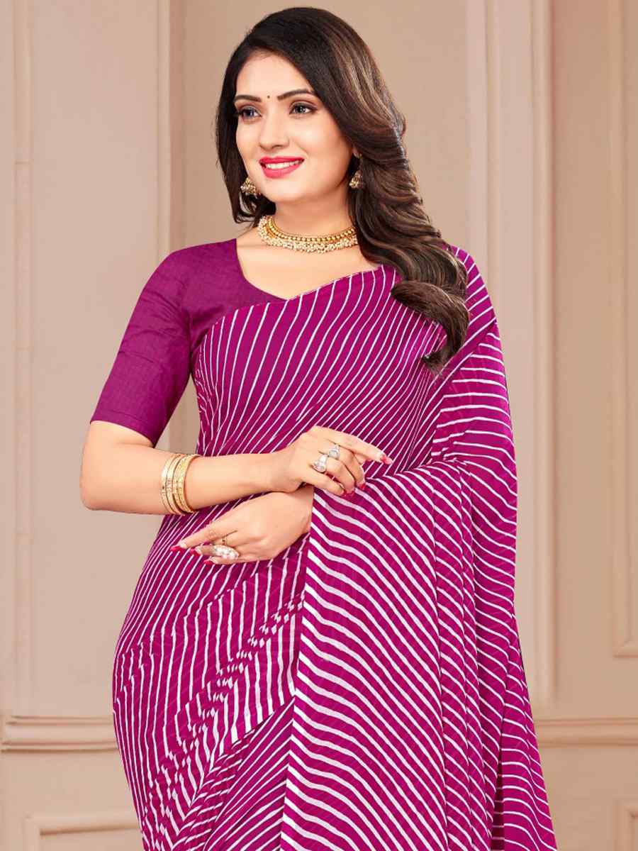 Pink Chiffon Printed Casual Festival Contemporary Saree