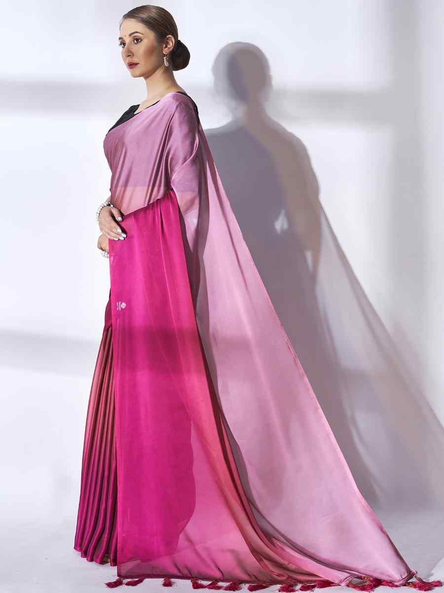 Pink Chiffon Sequins Party Festival Classic Style Saree