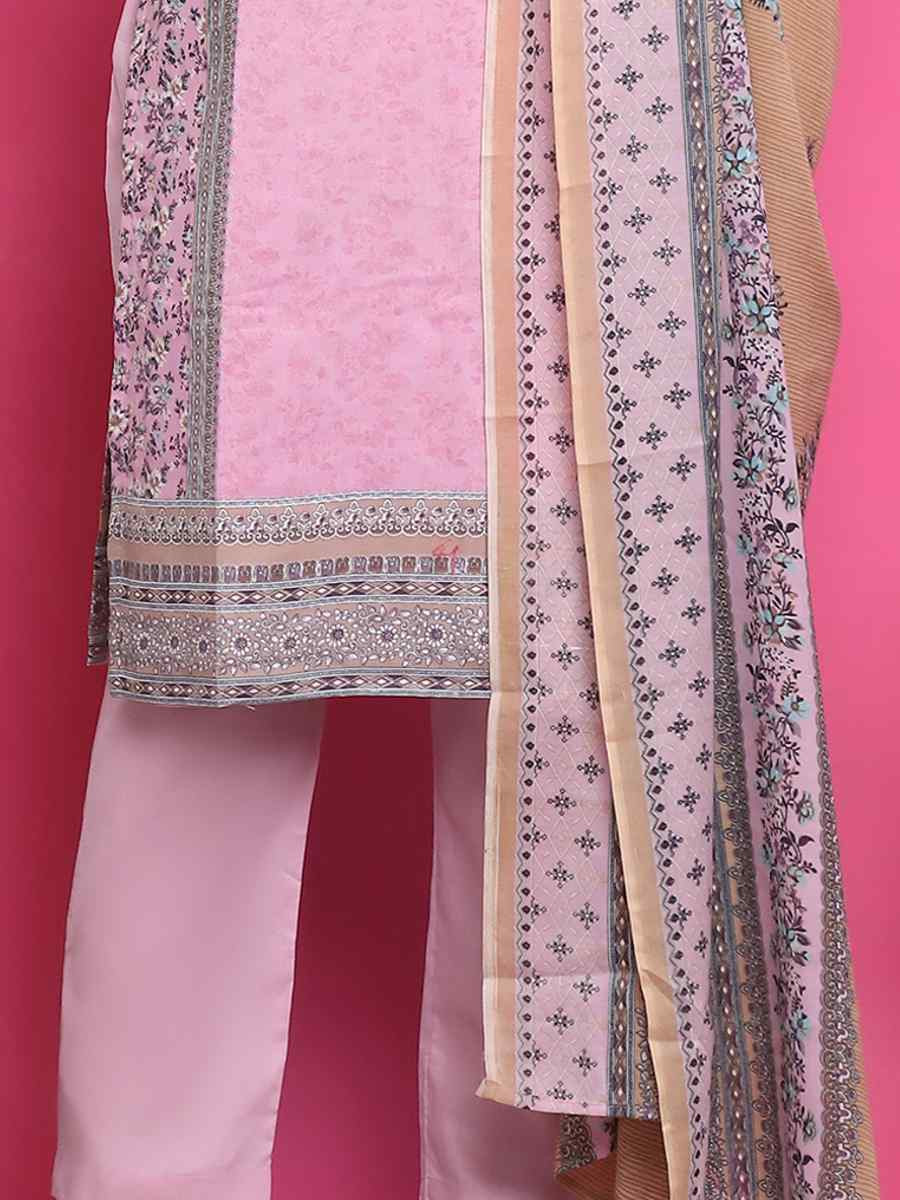 Pink Cotton Embroidered Casual Festival Pant Salwar Kameez