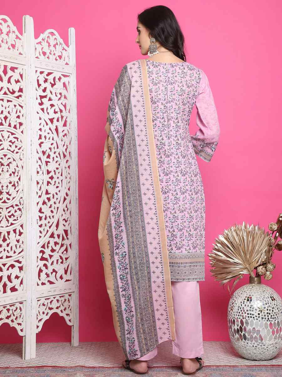 Pink Cotton Embroidered Casual Festival Pant Salwar Kameez