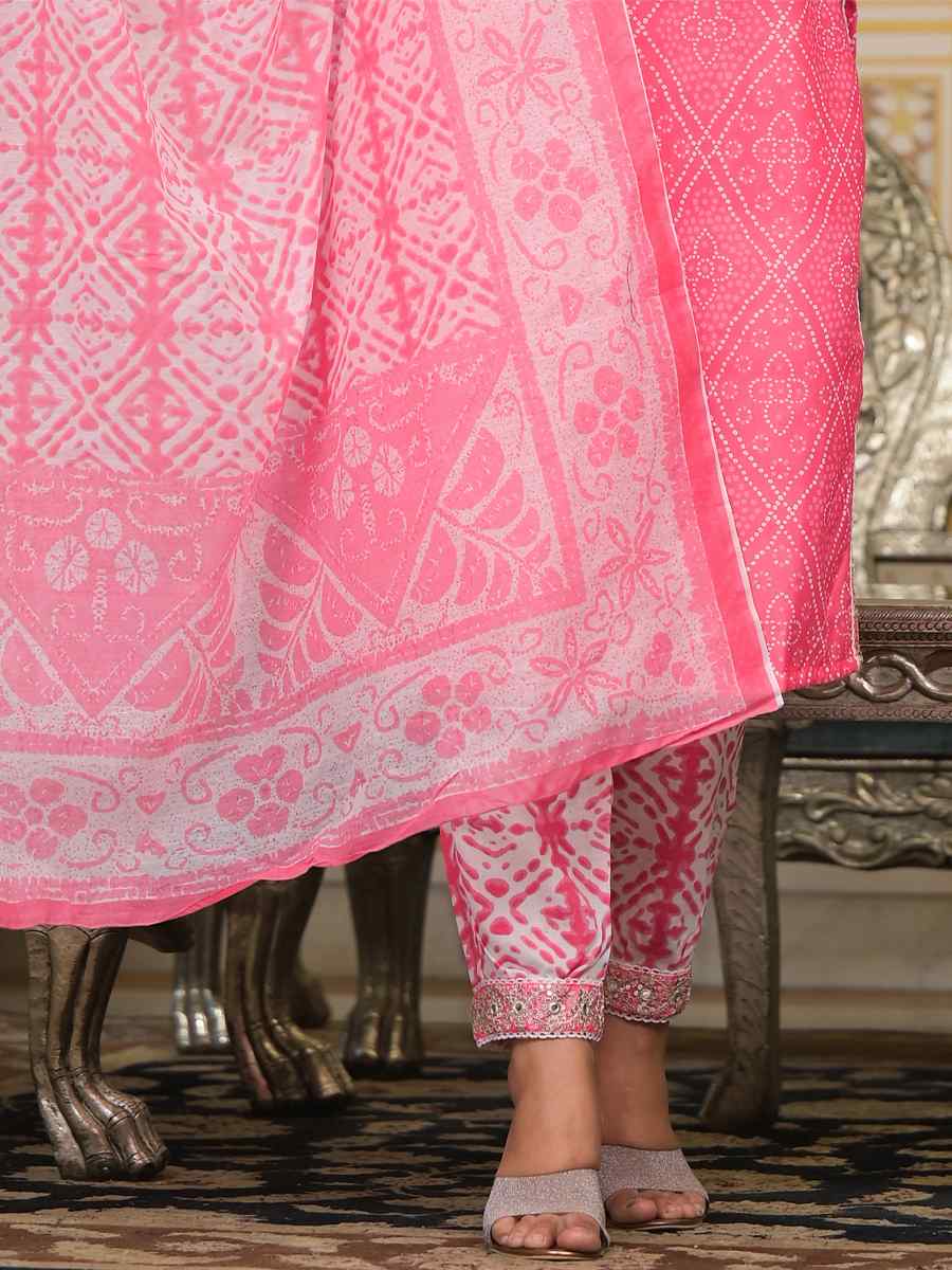 Pink Cotton Embroidered Festival Casual Ready Pant Salwar Kameez