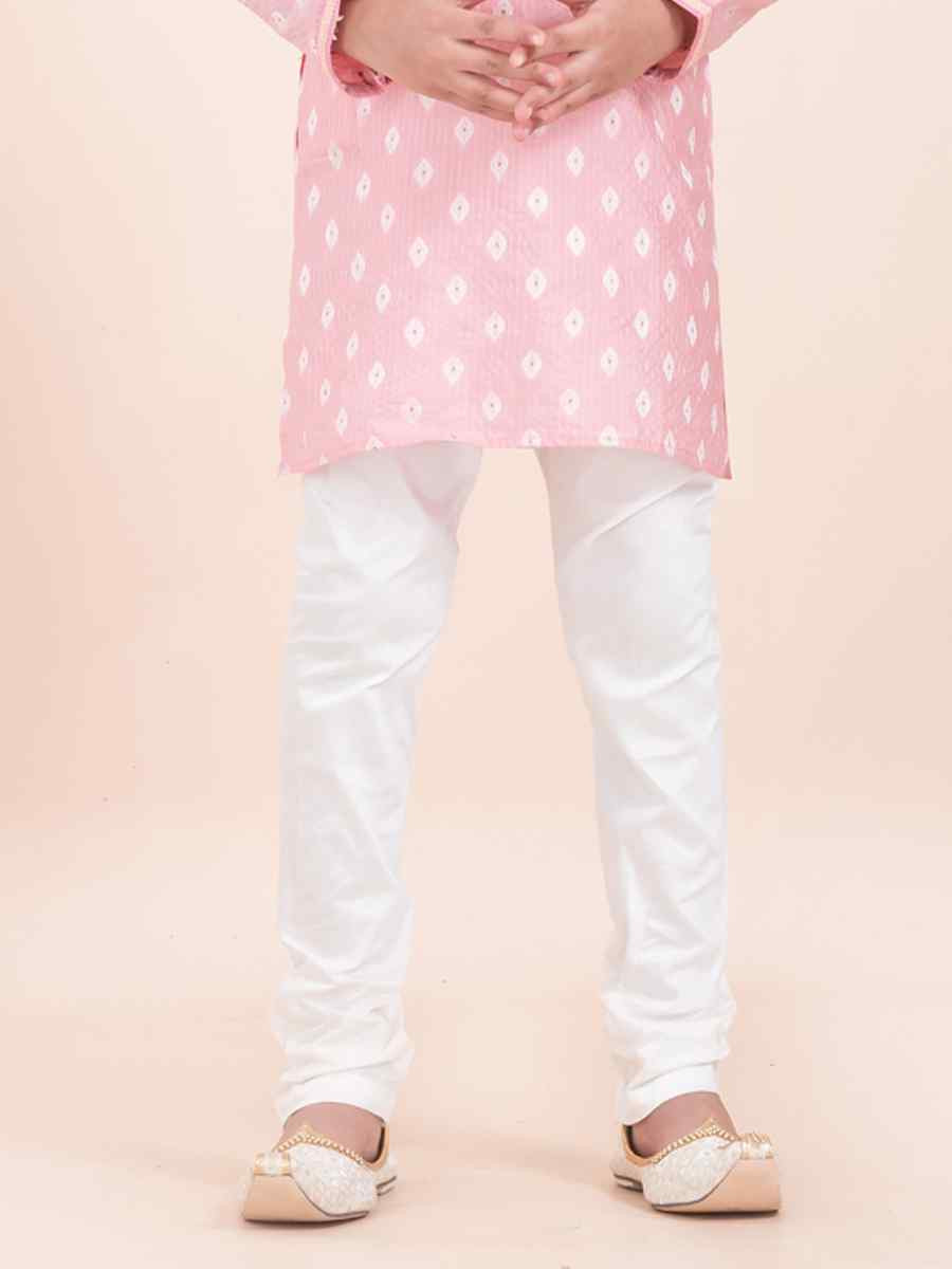 Pink Cotton Embroidered Festival Traditional Kurta Pyjama Boys Wear