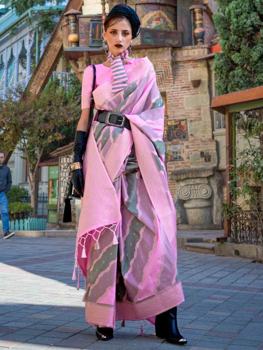 Pink Cotton Silk Handwoven Festival Wedding Heavy Border Saree