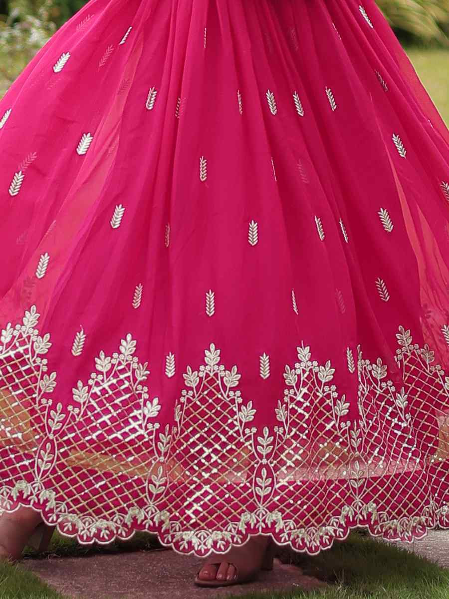 Pink Faux Blooming Embroidered Festival Casual Gown