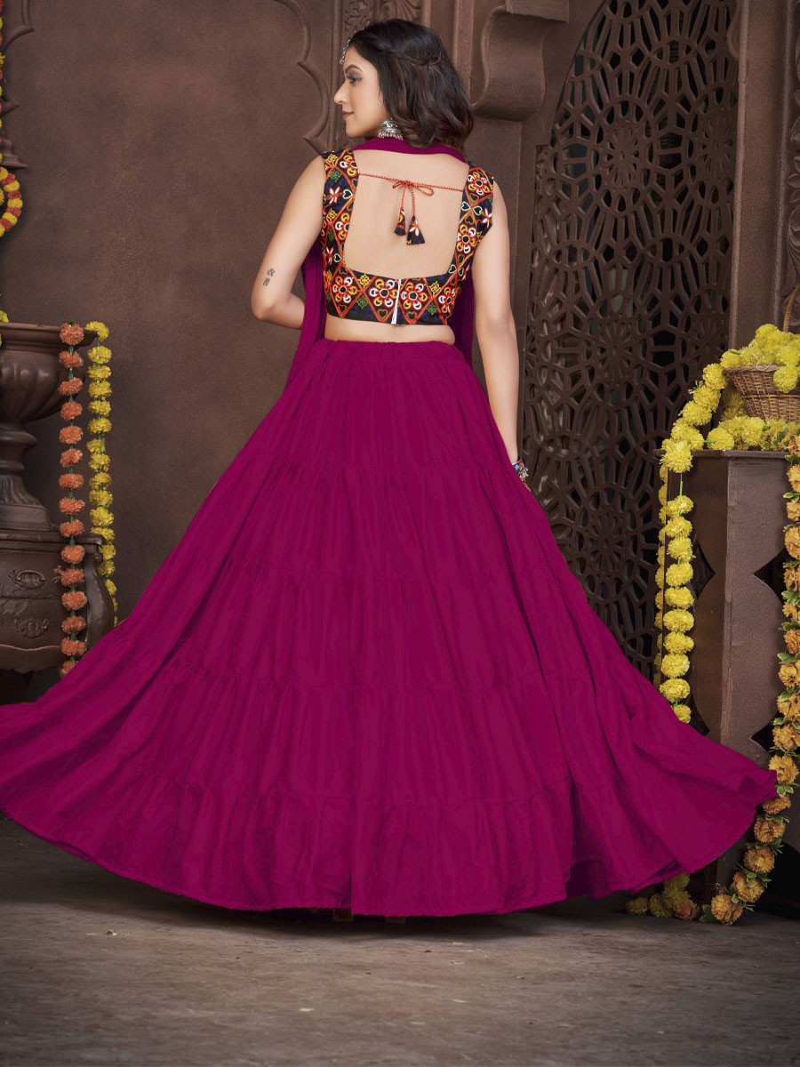 Pink French Crepe Printed Festival Mehendi Circular Lehenga Choli