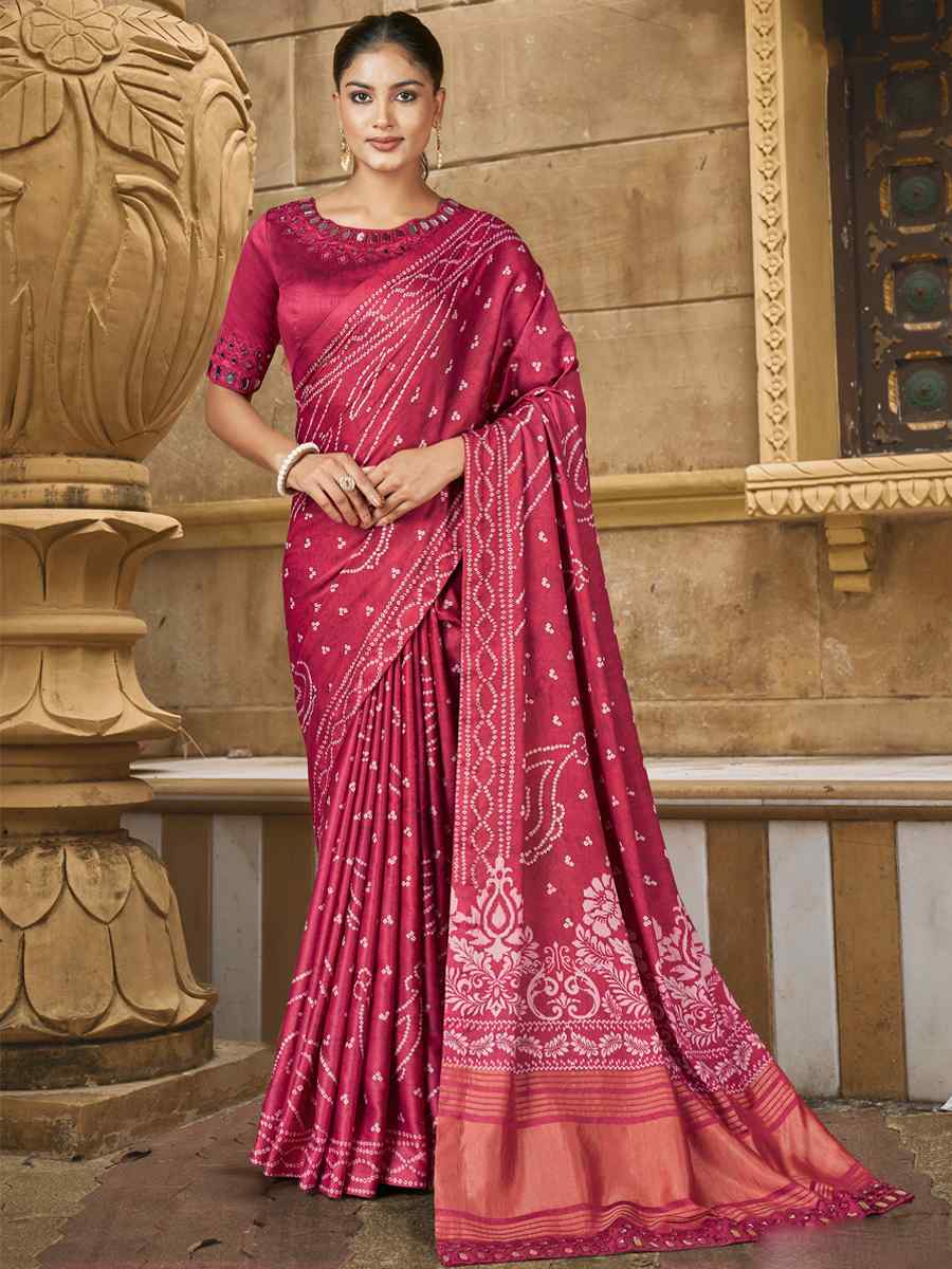 Pink Gajji Silk Handwoven Festival Casual Heavy Border Saree