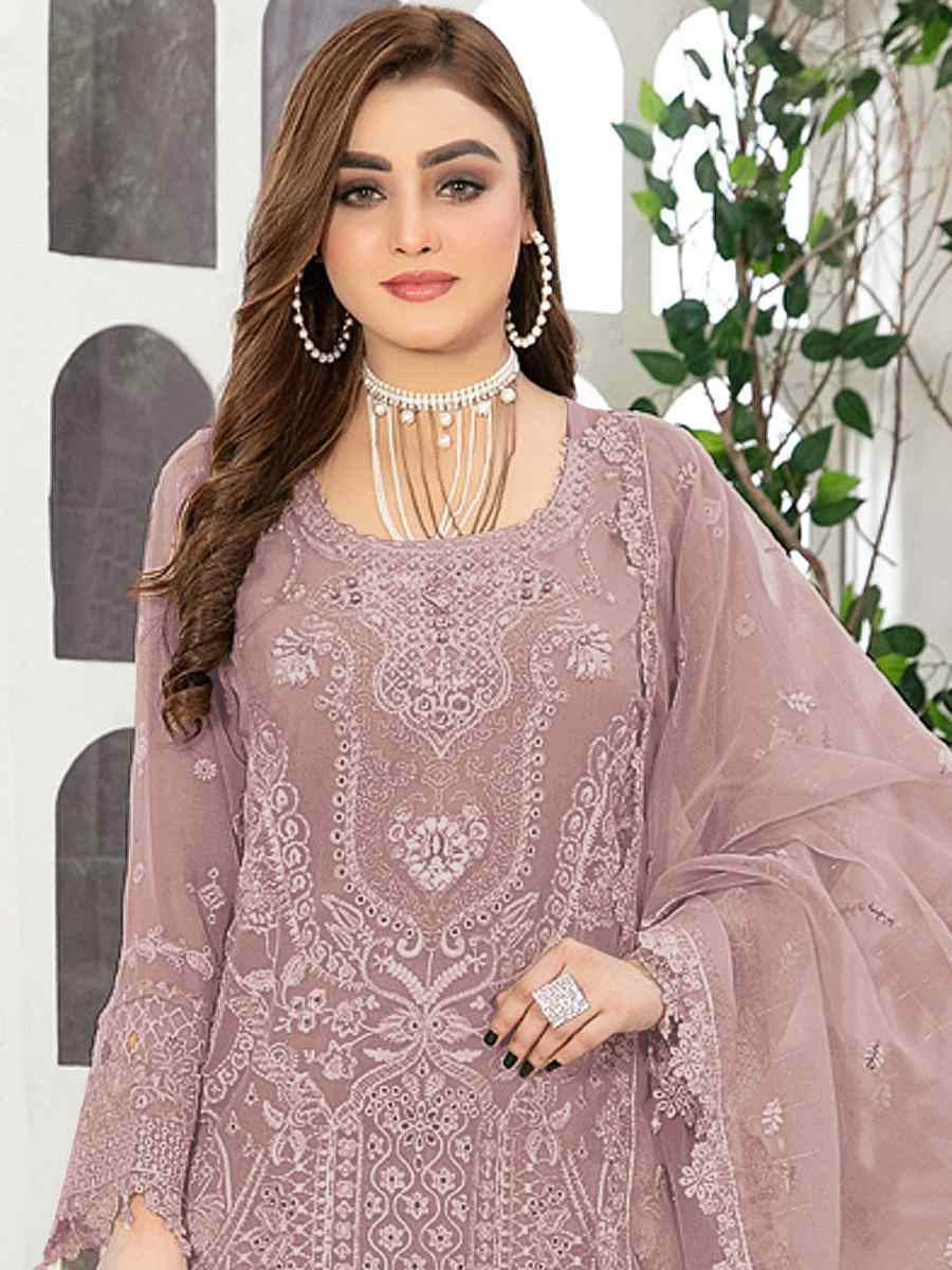 Pink Georgette Embroidered Festival Casual Pant Salwar Kameez