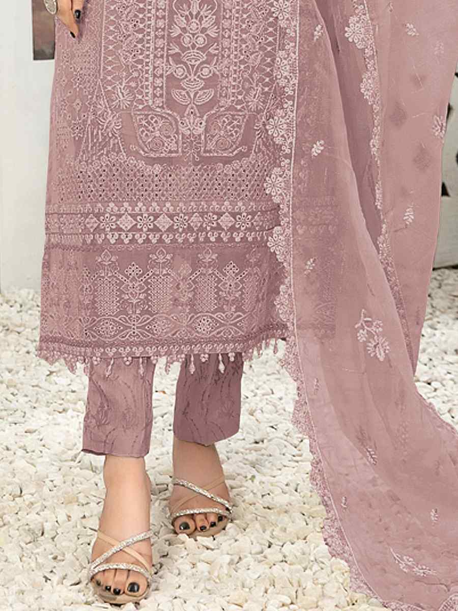 Pink Georgette Embroidered Festival Casual Pant Salwar Kameez