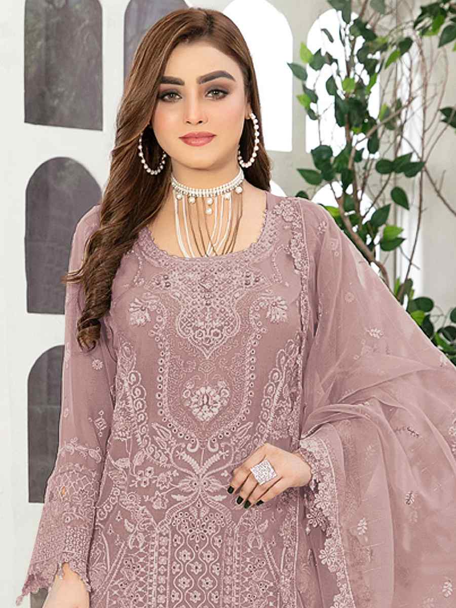 Pink Georgette Embroidered Festival Casual Pant Salwar Kameez