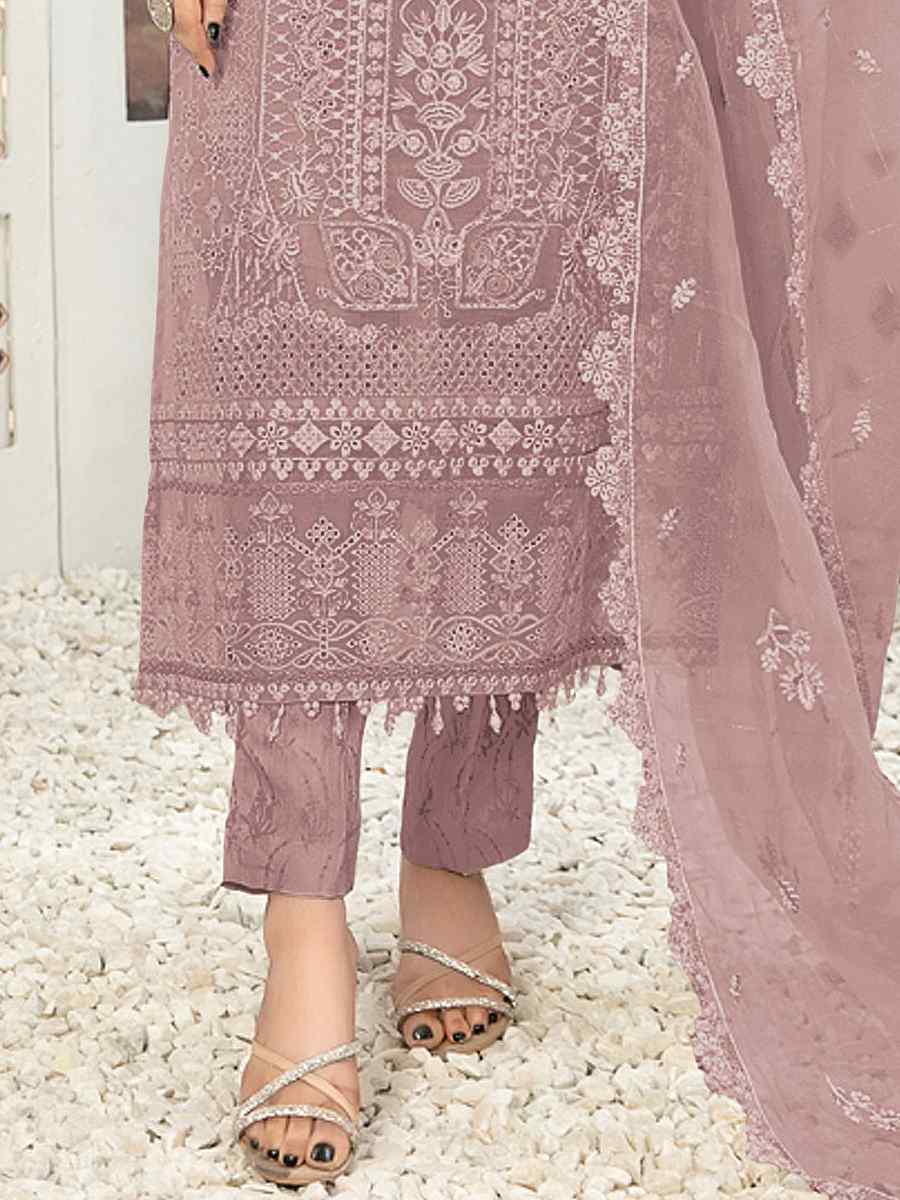 Pink Georgette Embroidered Festival Casual Pant Salwar Kameez