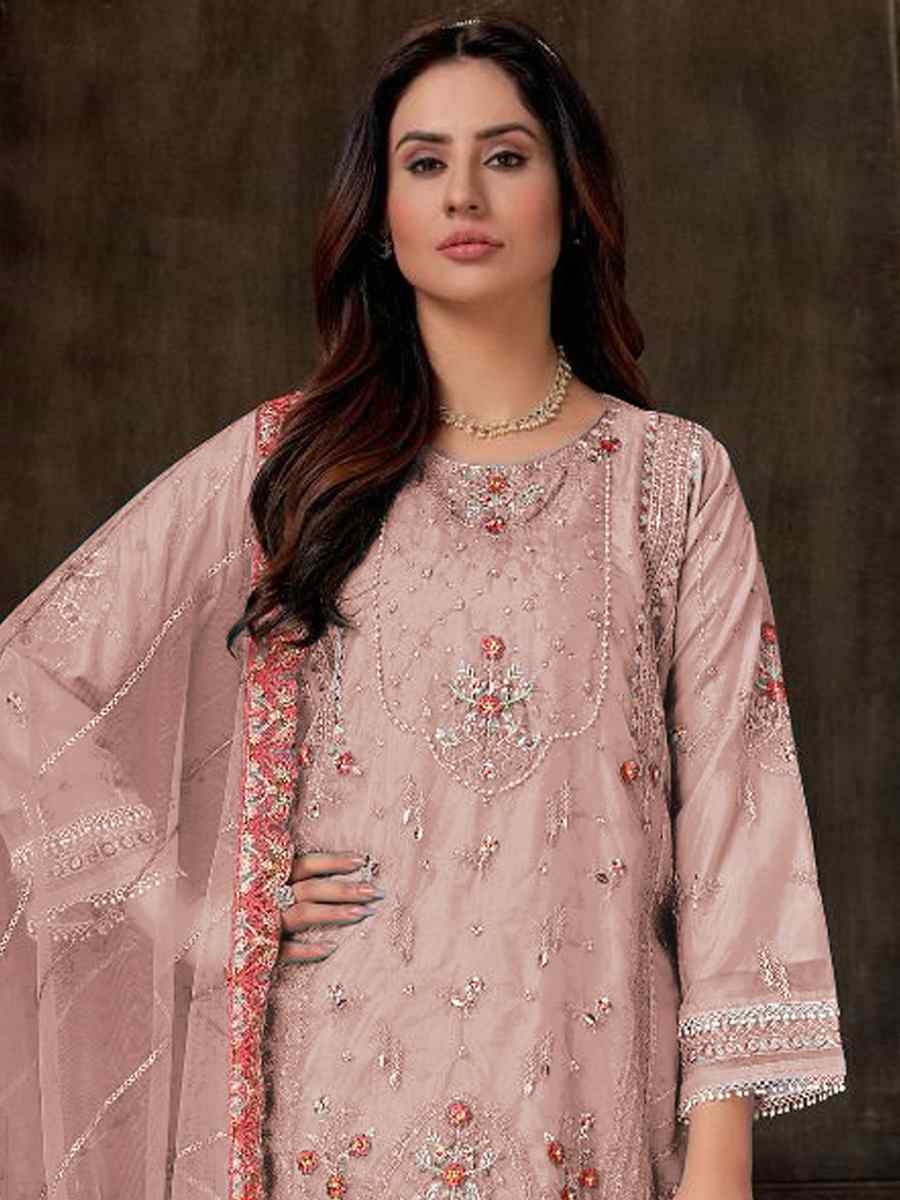 Pink Georgette Embroidered Festival Casual Pant Salwar Kameez