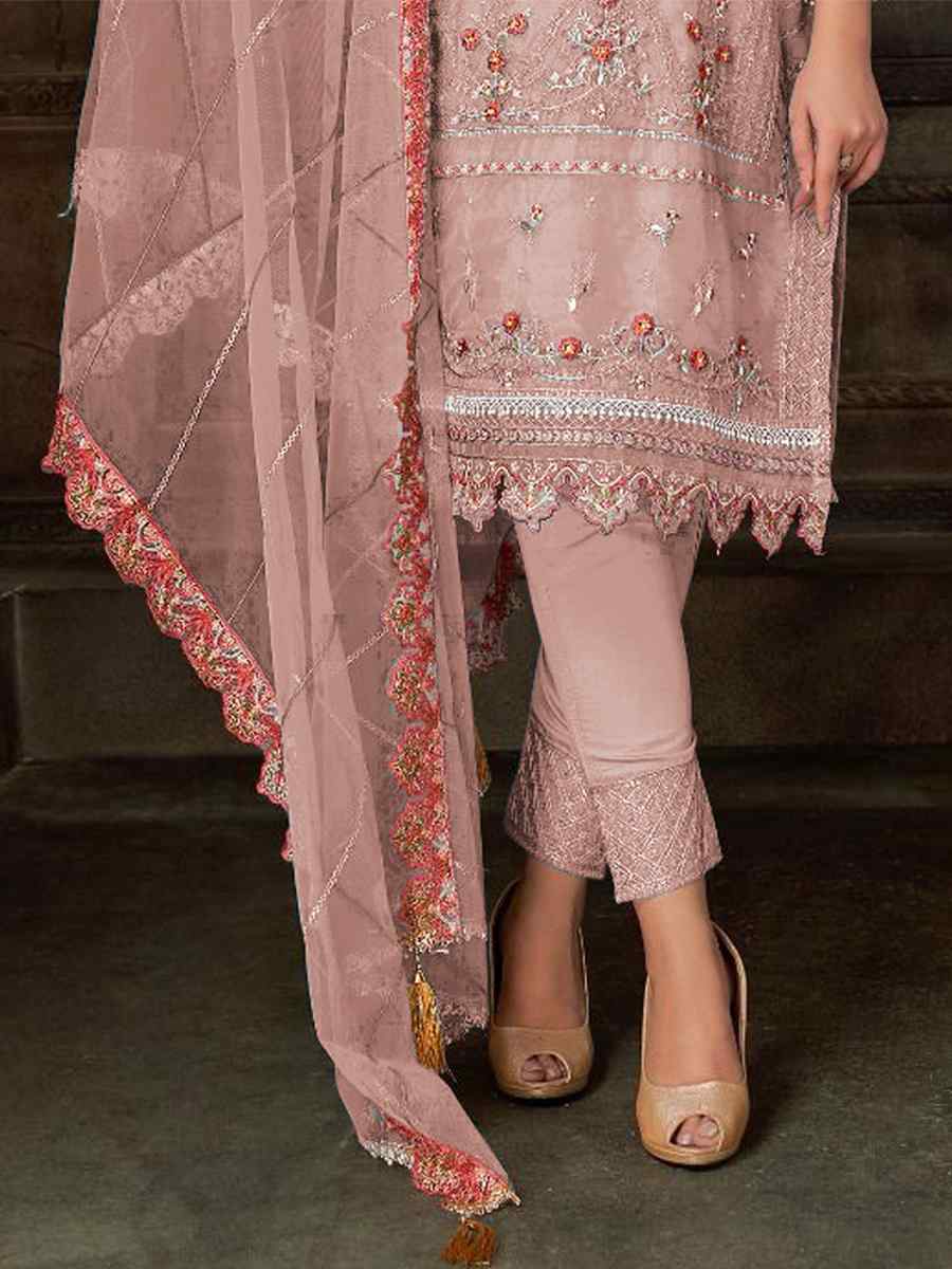 Pink Georgette Embroidered Festival Casual Pant Salwar Kameez