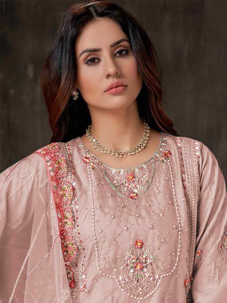 Pink Georgette Embroidered Festival Casual Pant Salwar Kameez