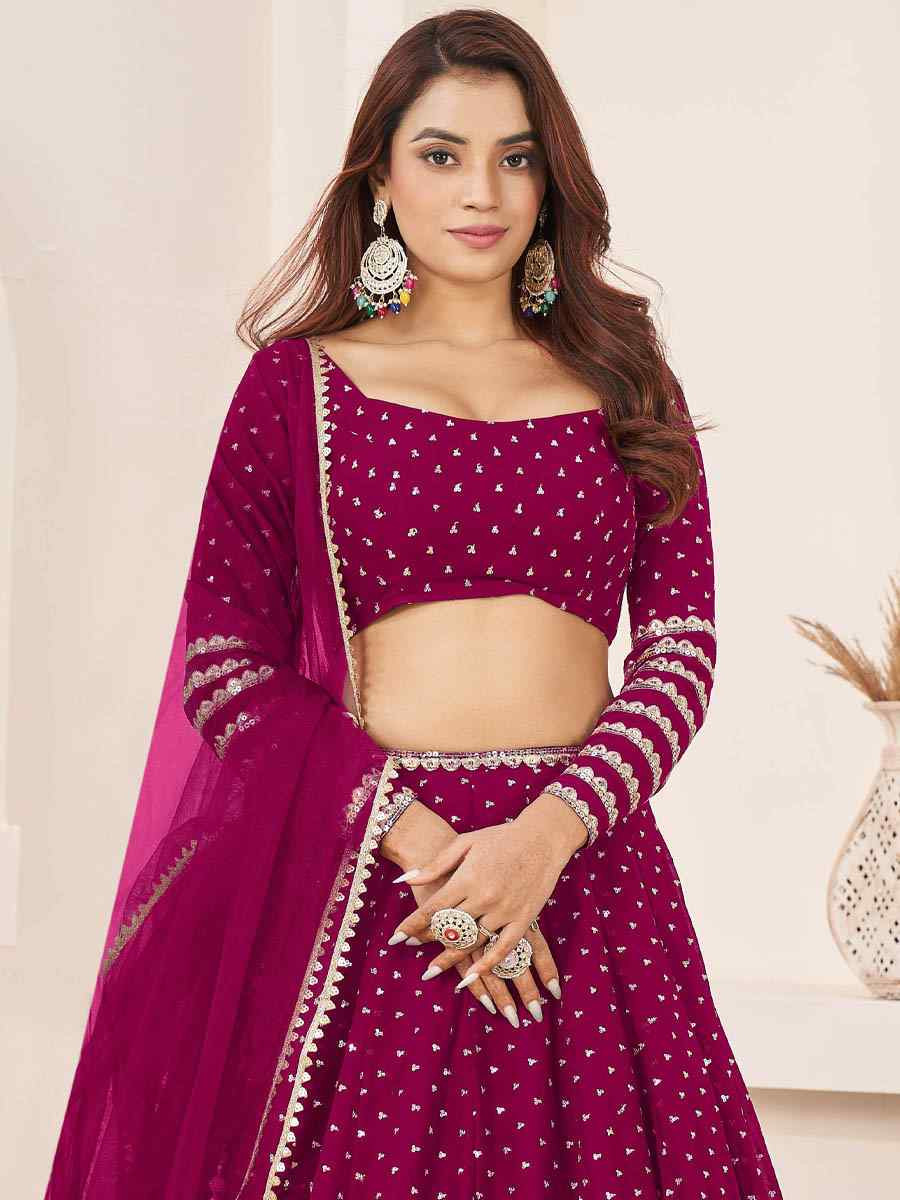 Pink Georgette Embroidered Festival Mehendi Traditional Lehenga Choli