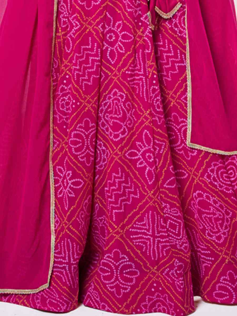 Pink Georgette Embroidered Wedding Party Wear Heavy Border Lehenga Choli