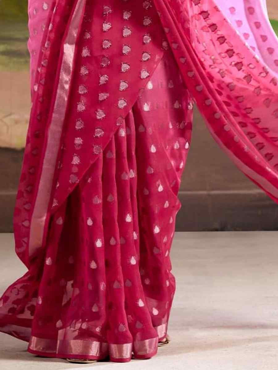 Pink Georgette Silk Handwoven Festival Party Classic Style Saree