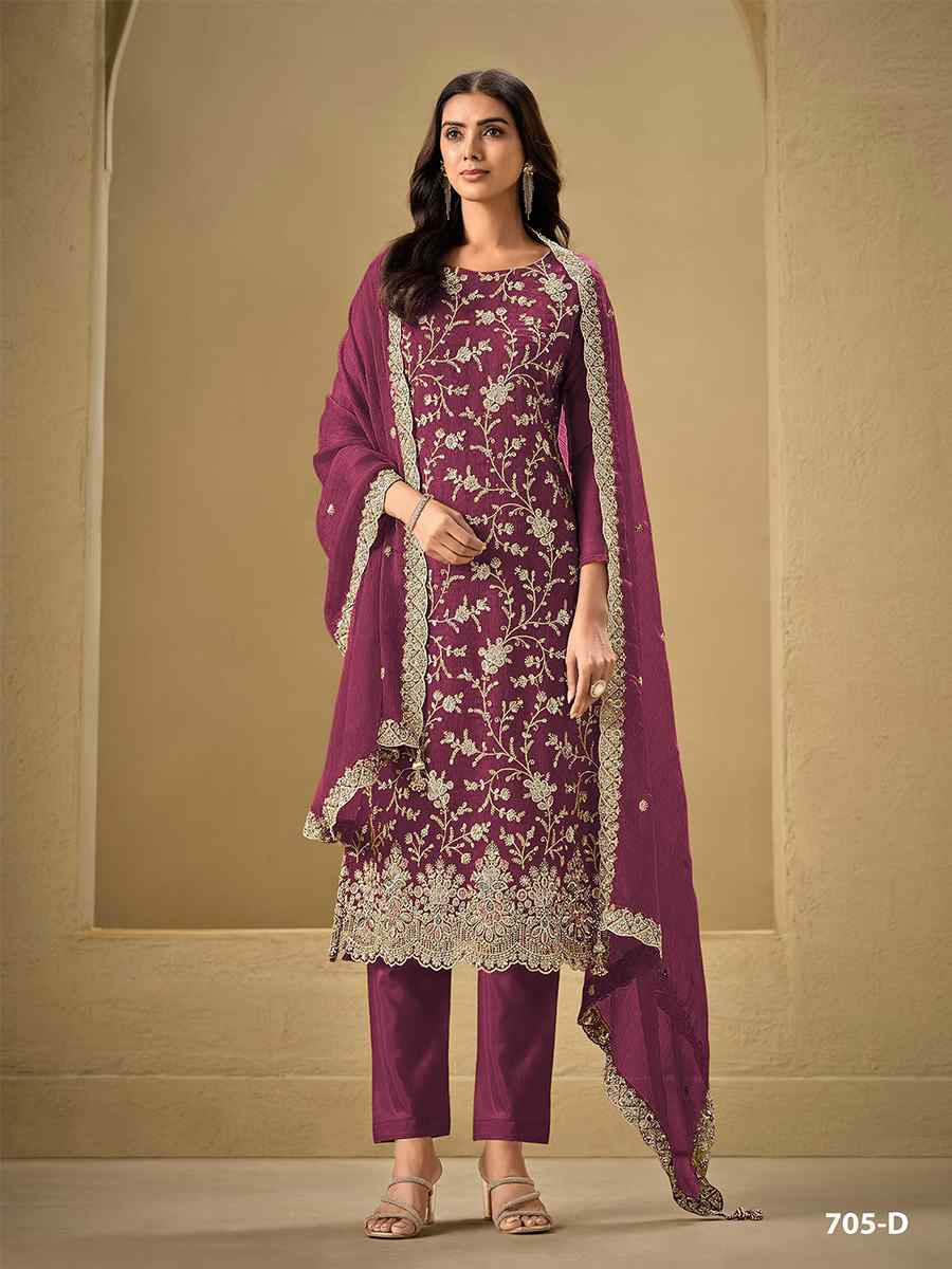 Pink Heavy Chinon Embroidered Festival Casual Pant Salwar Kameez