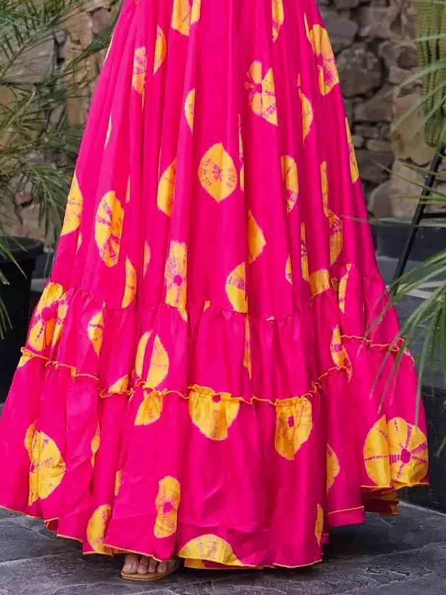 Pink Heavy Rayon Printed Festival Casual Gown