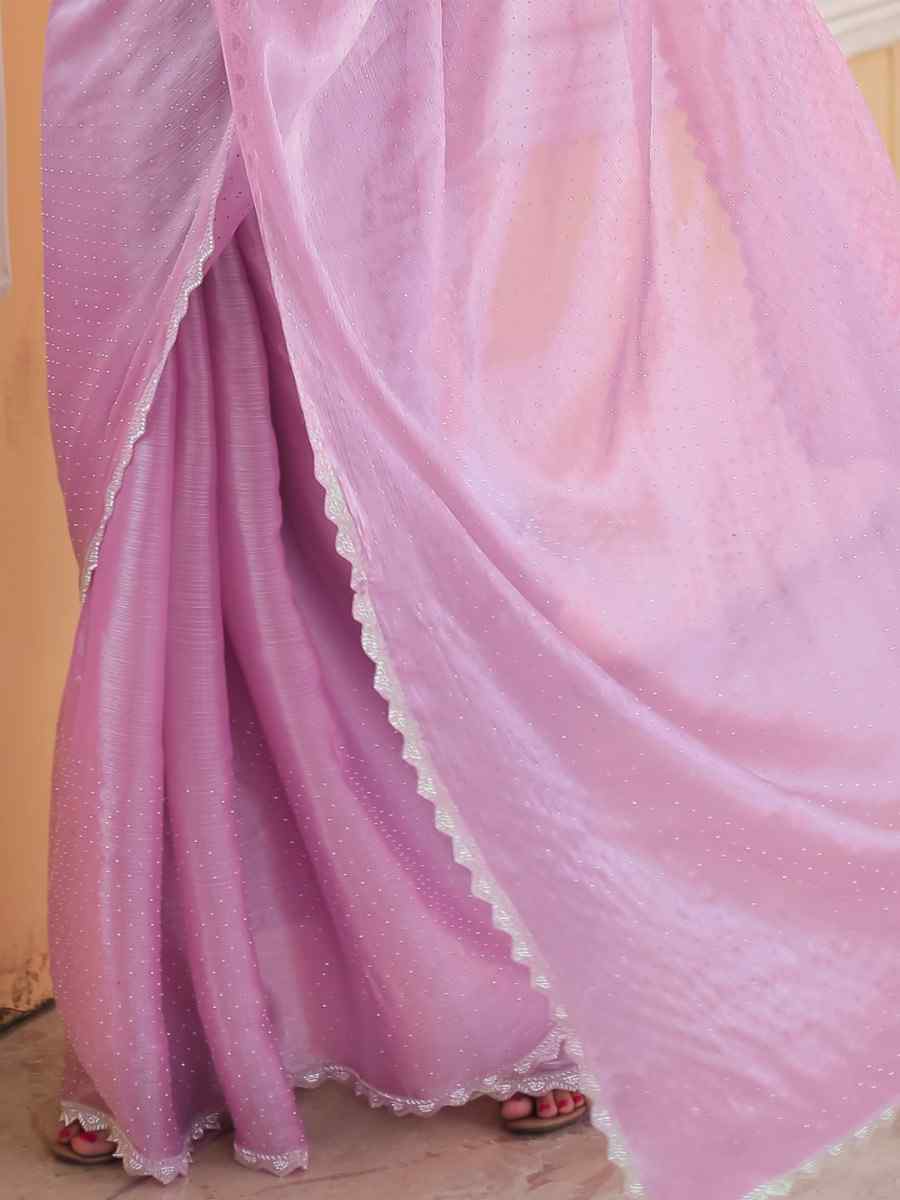 Pink Jimmy Choo Burberry Handwoven Festival Wedding Heavy Border Saree