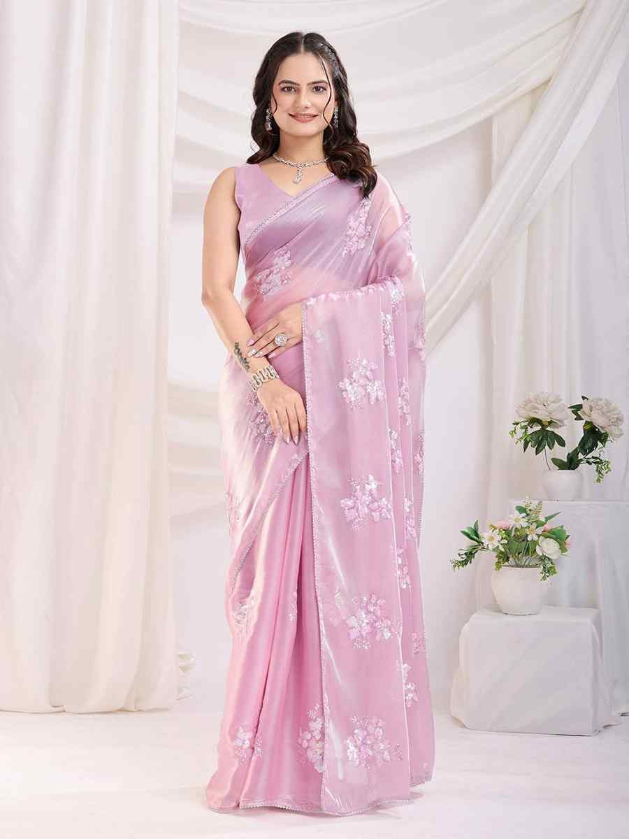 Pink Jimmy Choo Handwoven Festival Wedding Heavy Border Saree