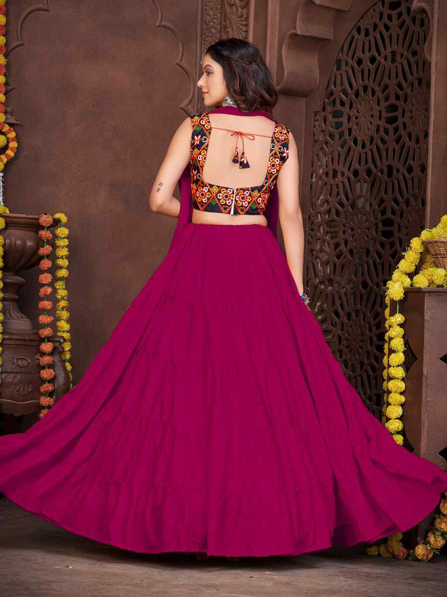 Pink Mono Silk Embroidered Festival Mehendi Traditional Lehenga Choli