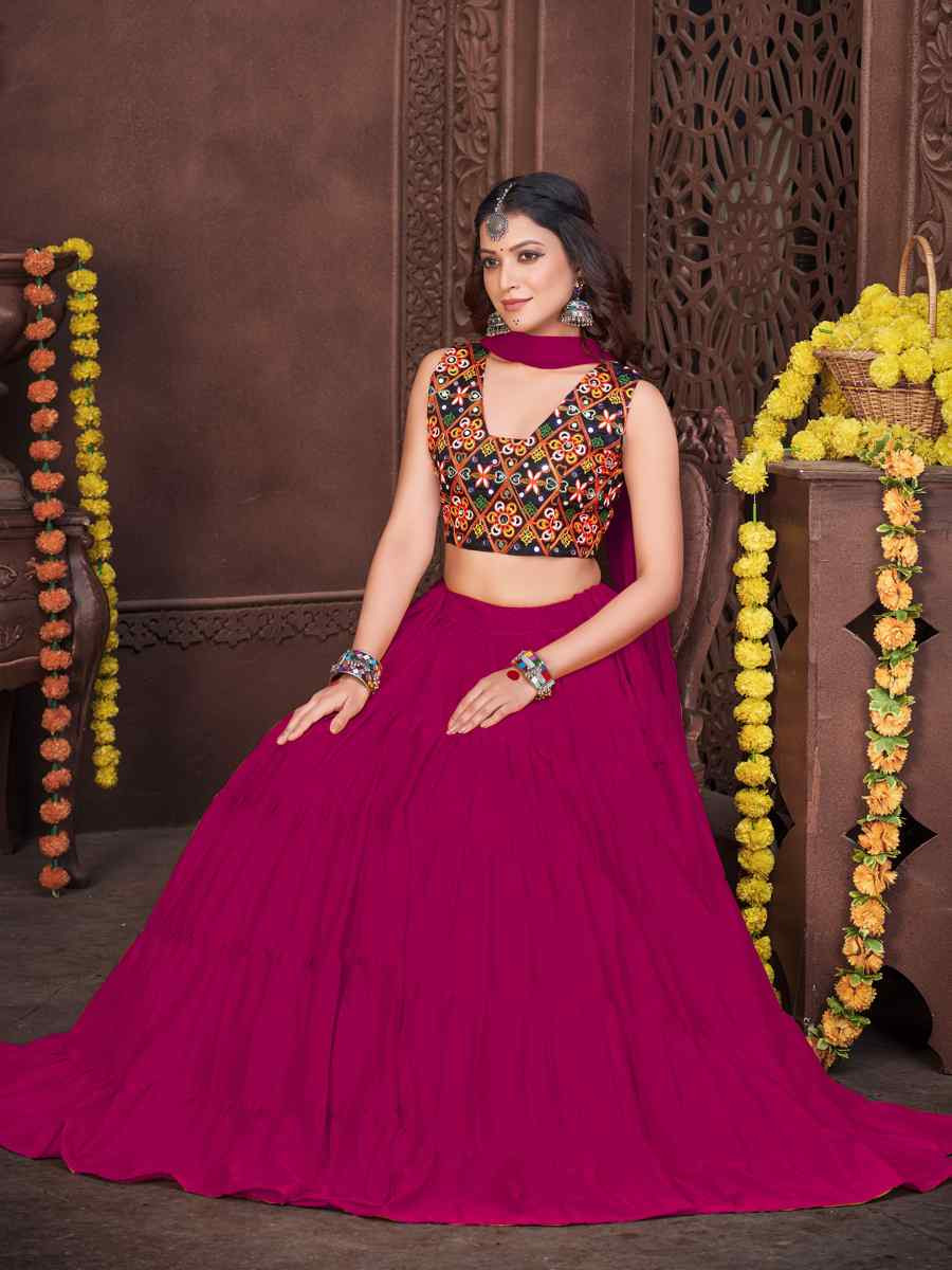 Pink Mono Silk Embroidered Festival Mehendi Traditional Lehenga Choli